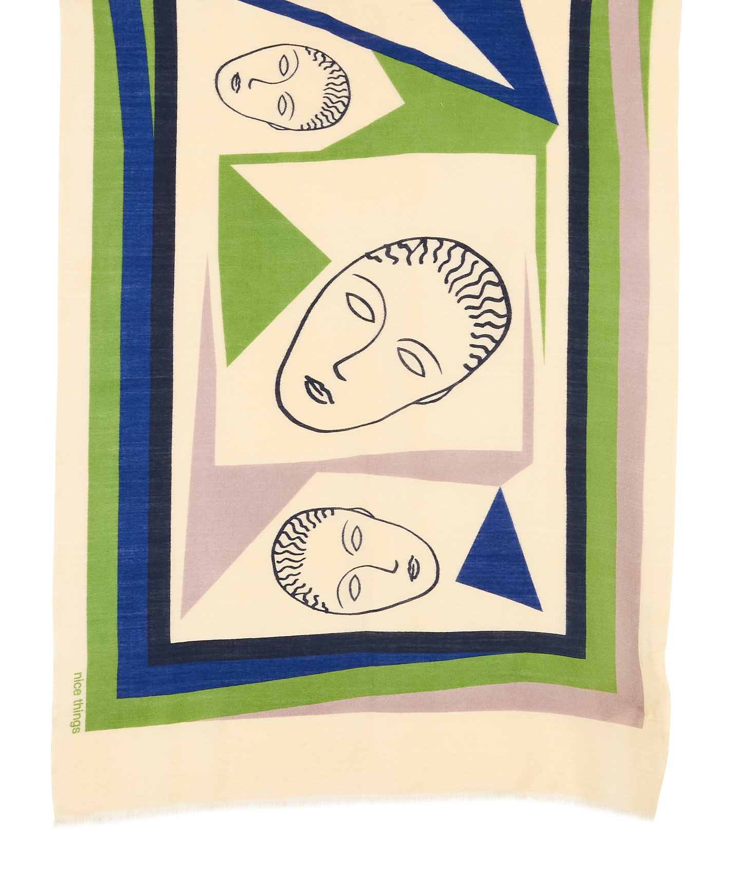 Foulard imprimé à franges NICE THINGS Beige