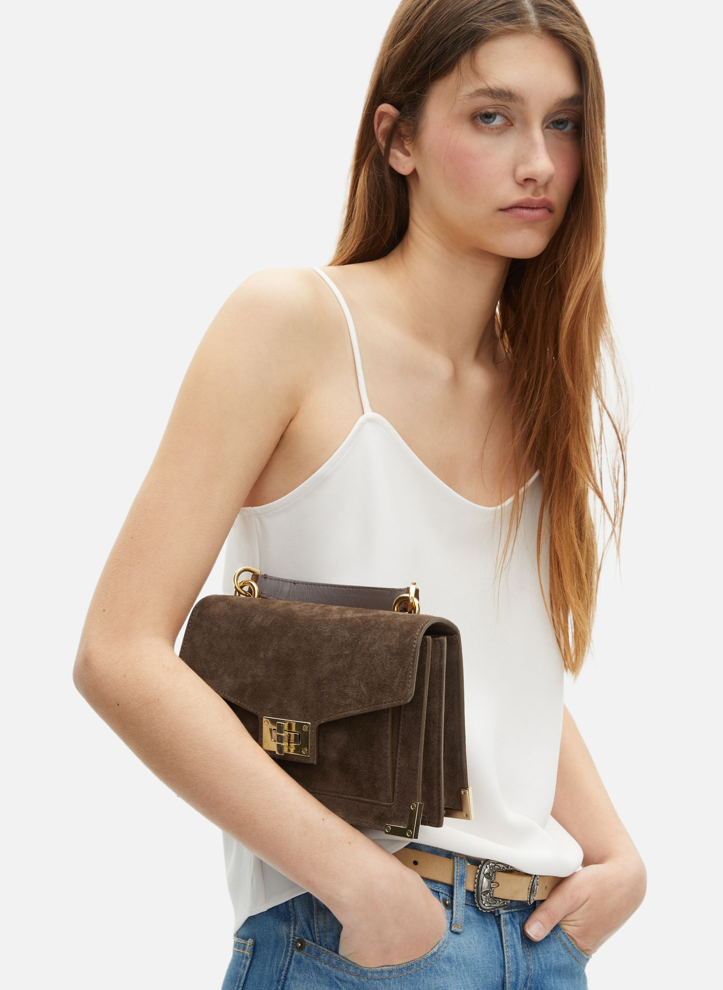 Emily small suede bag THE KOOPLES Brown