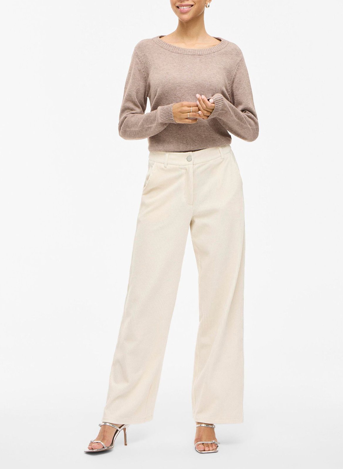 Cotton-blend chinos VILA Beige