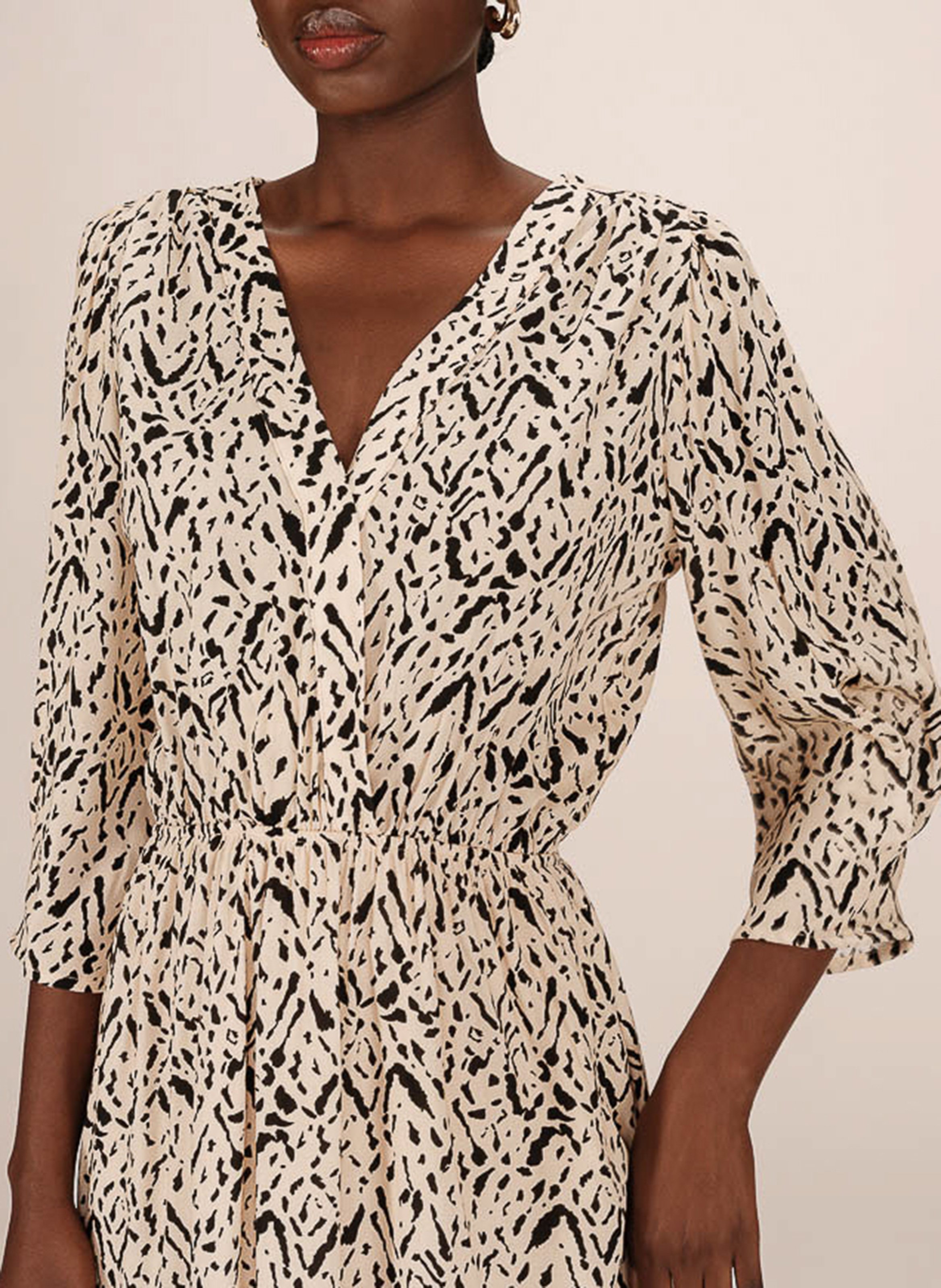 Korte jurk met V-hals en print GRACE ET MILA Yellow