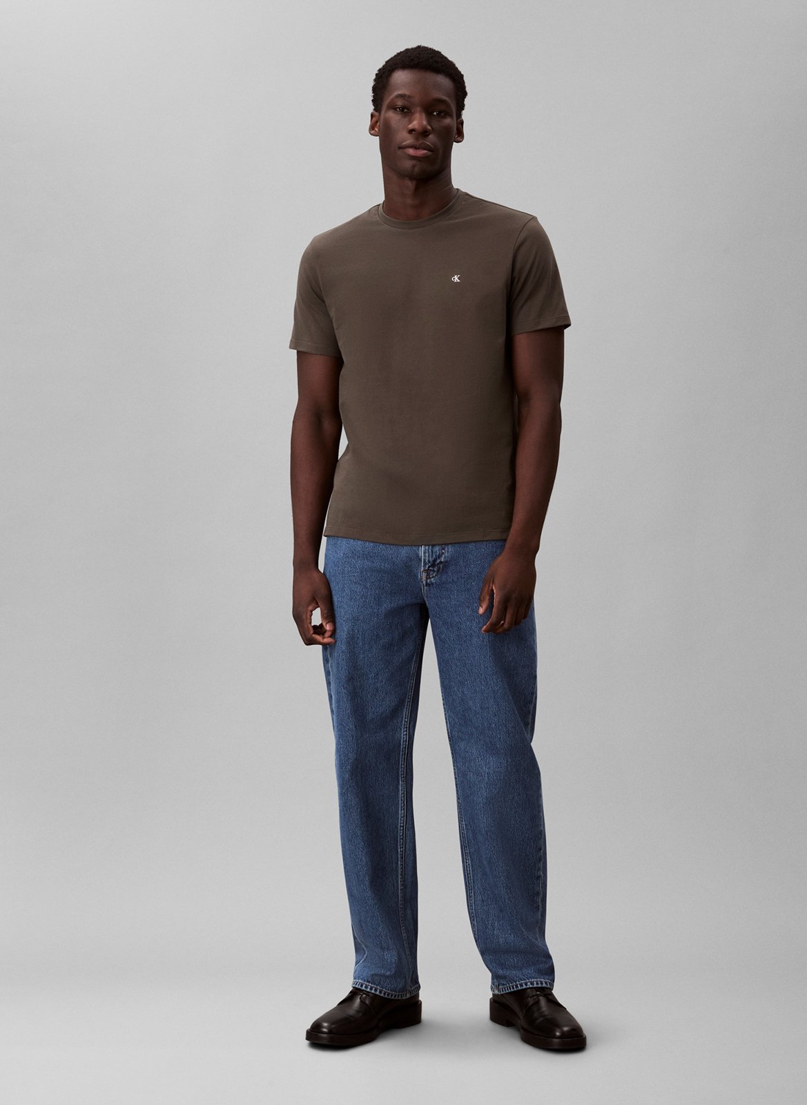 Tee-shirt droit col rond en coton CALVIN KLEIN Gris