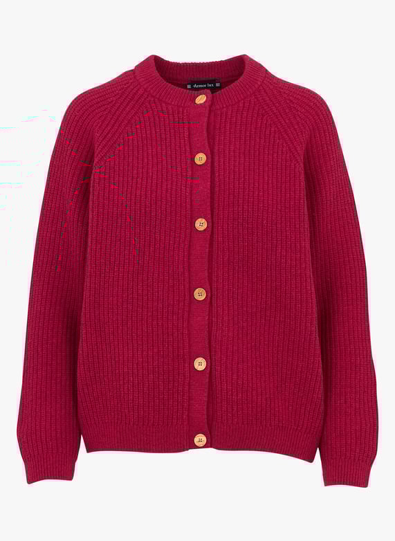 Strick Cardigan Damen Strickjacke Rot Zopfmuster Strickweste Rot