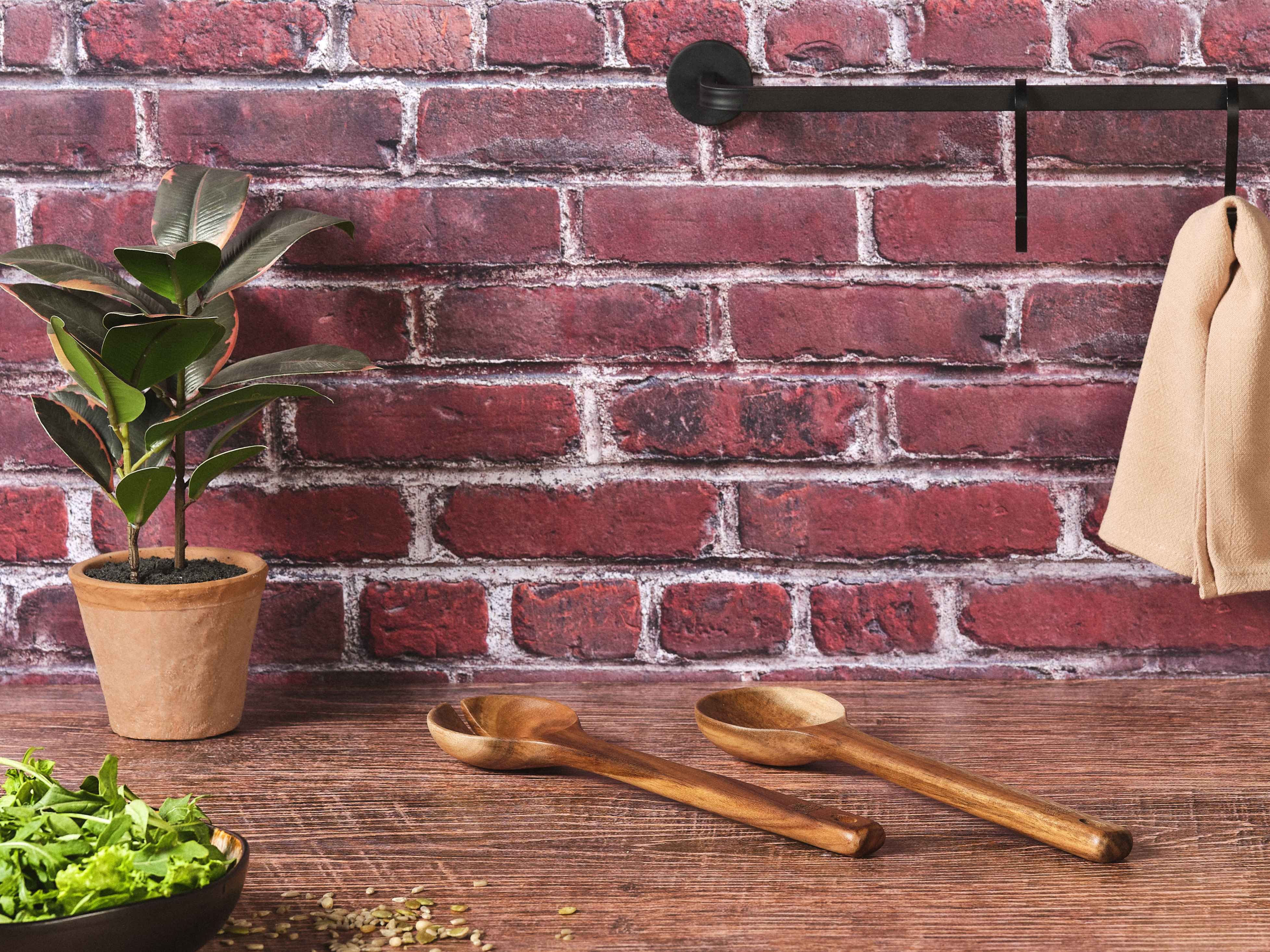 Acacia wood salad servers BJORN Brown