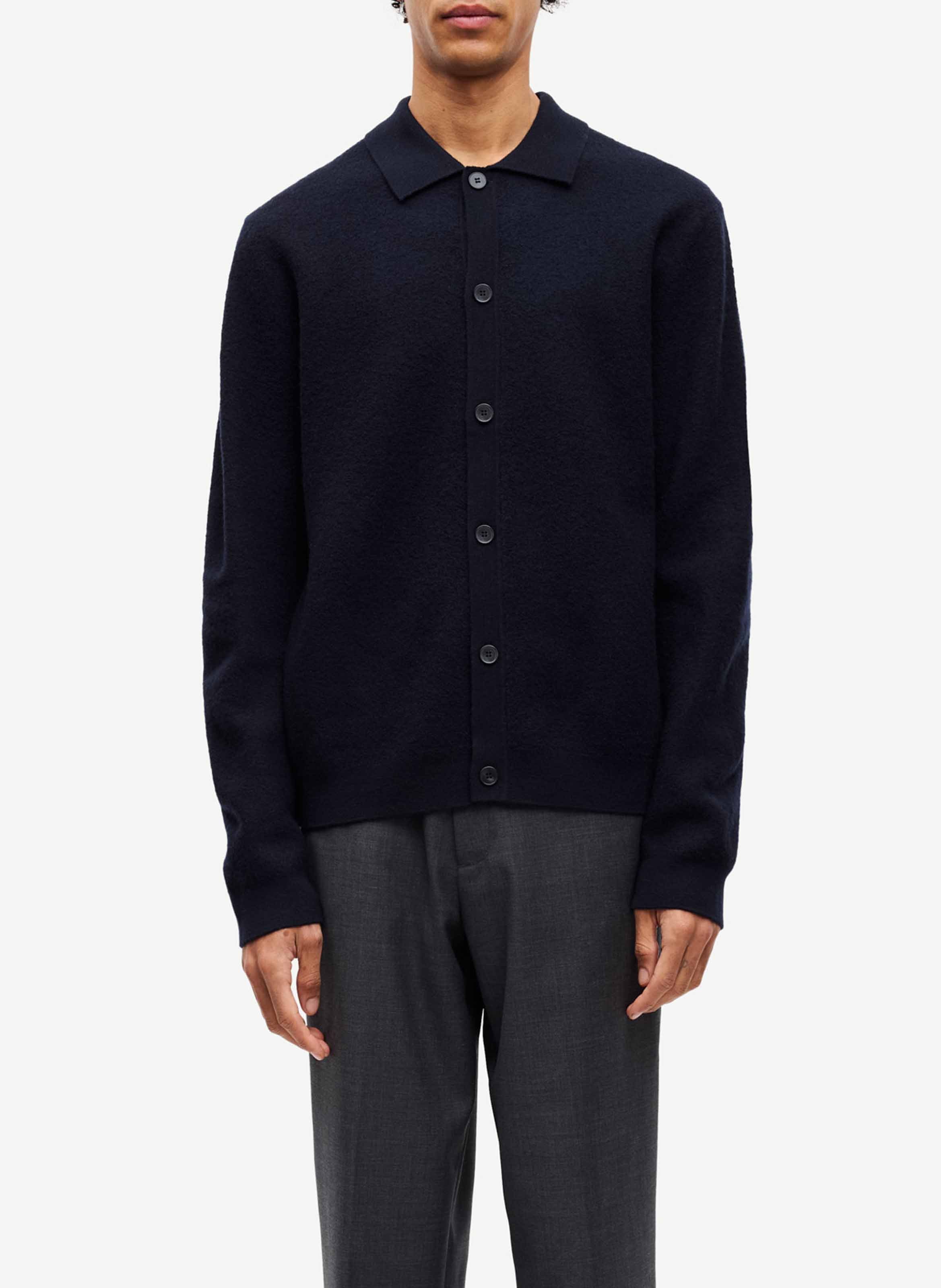 Gilet droit en laine SAMSOE SAMSOE Bleu