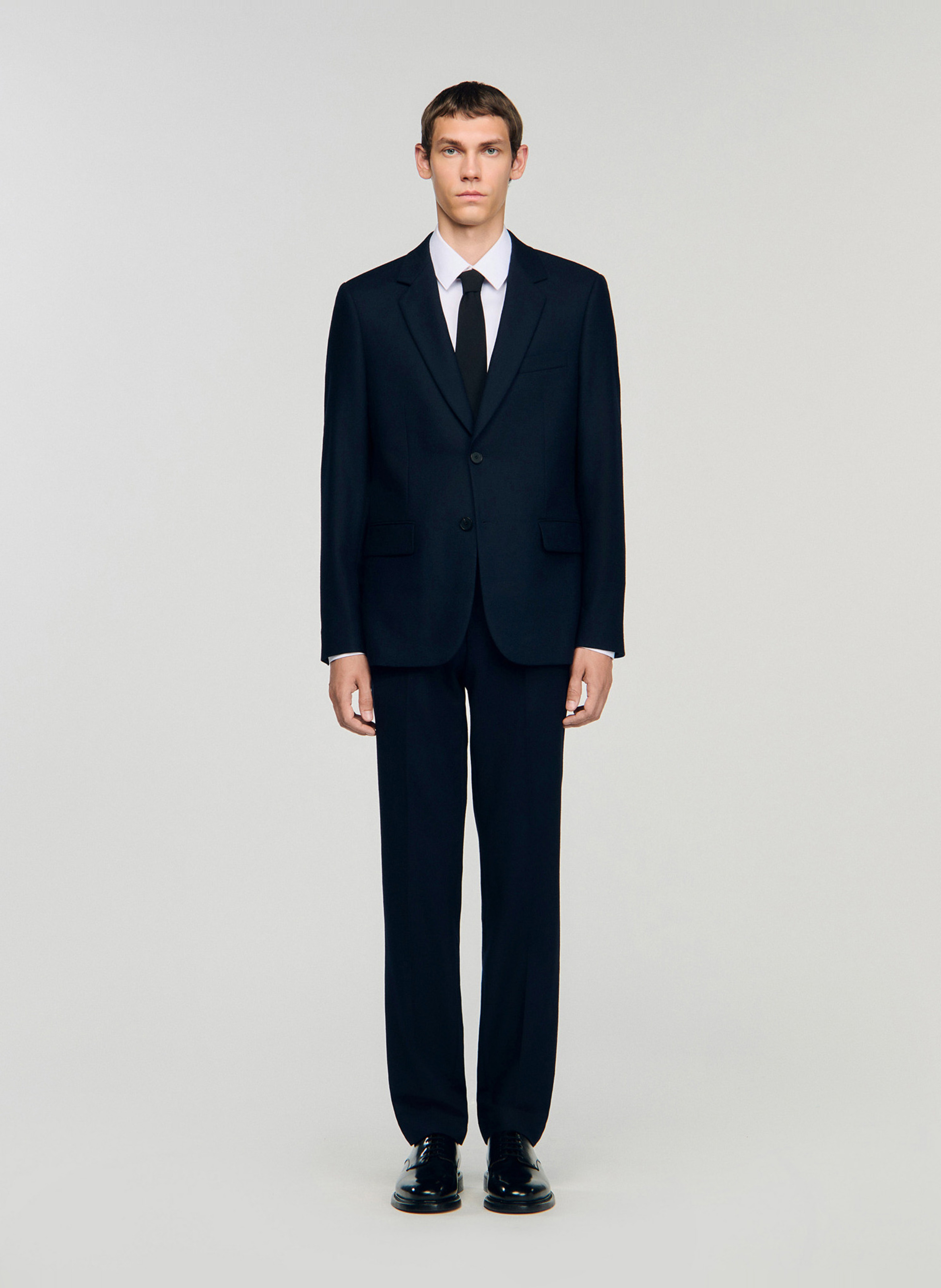 Aansluitende wollen jas SANDRO Blauw