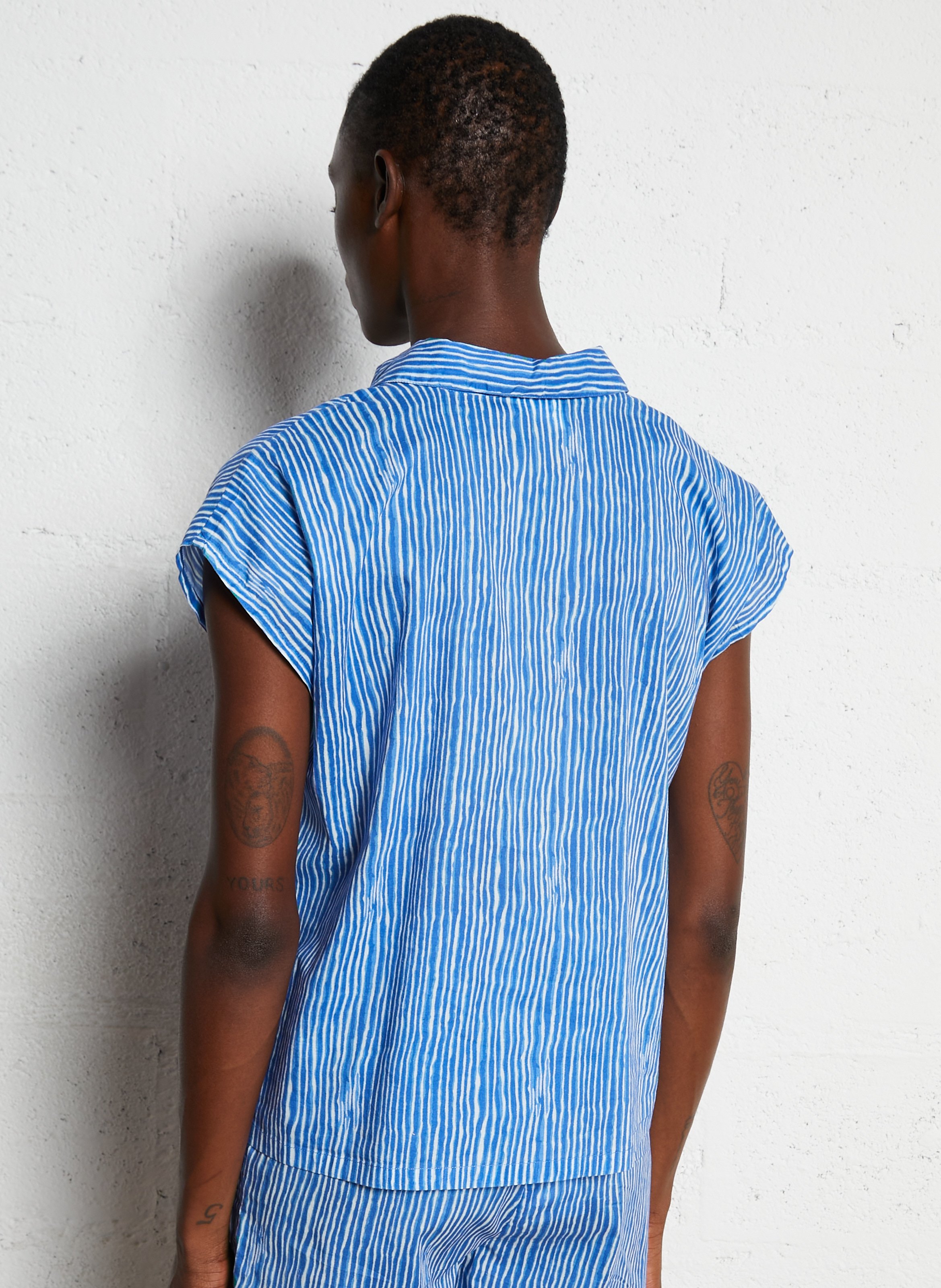 Chemise droite col classique en coton MAISON 123 Bleu