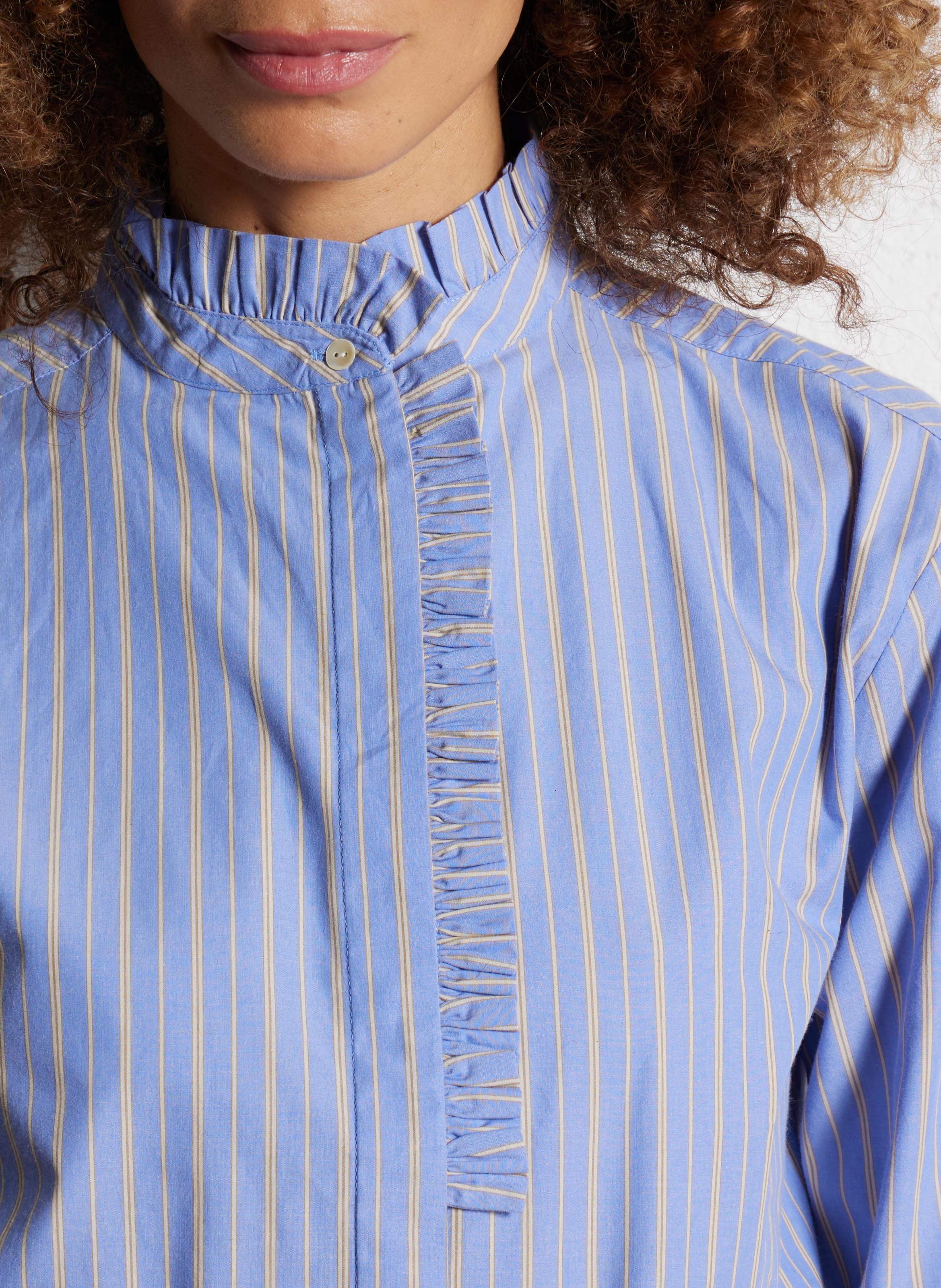 Celena striped cotton oversized shirt BELLA JONES Blue