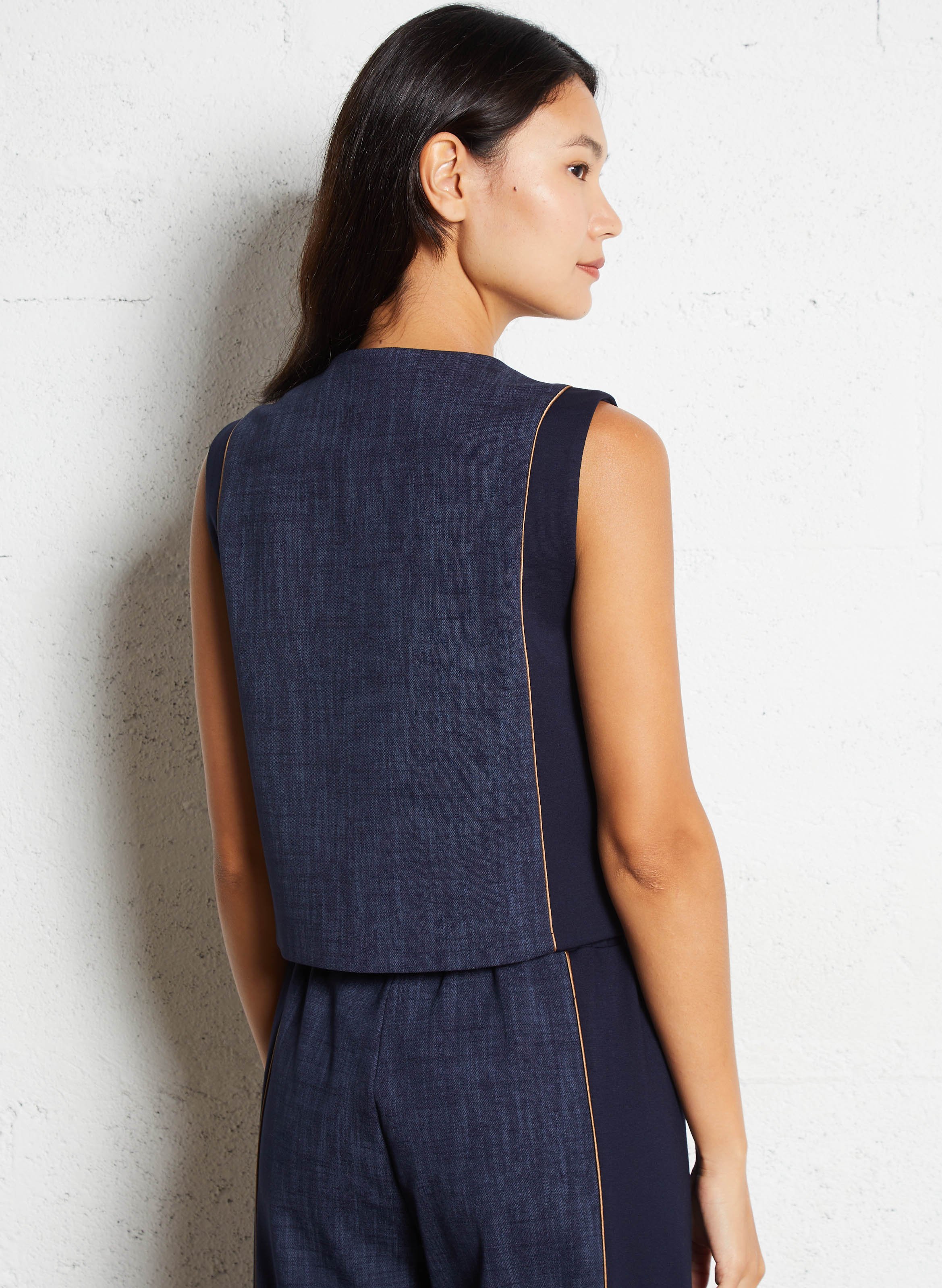 Gilet col V bi-matière IMPERIAL Bleu