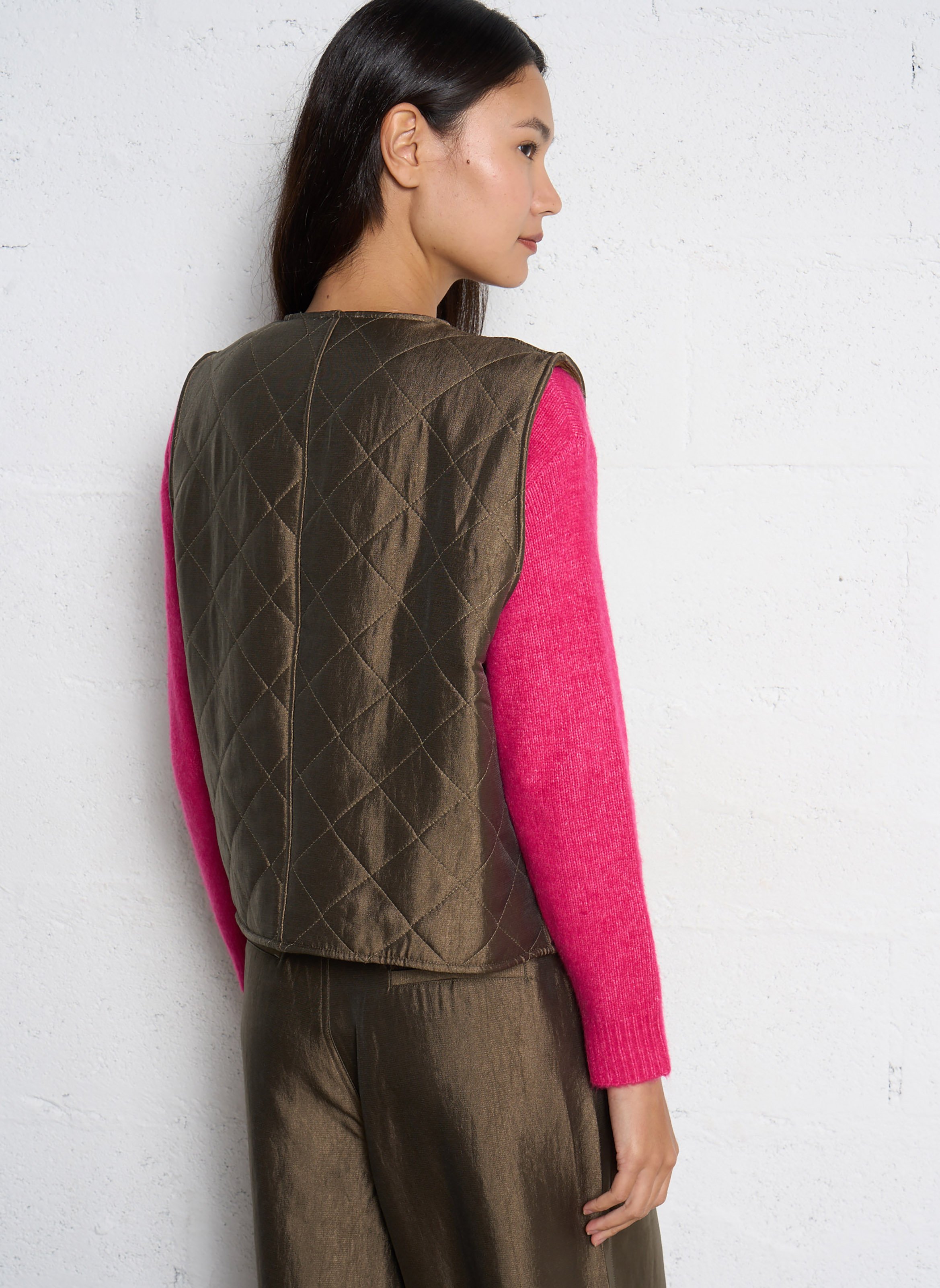 Gilet matelassé col rond  SEE U SOON Marron