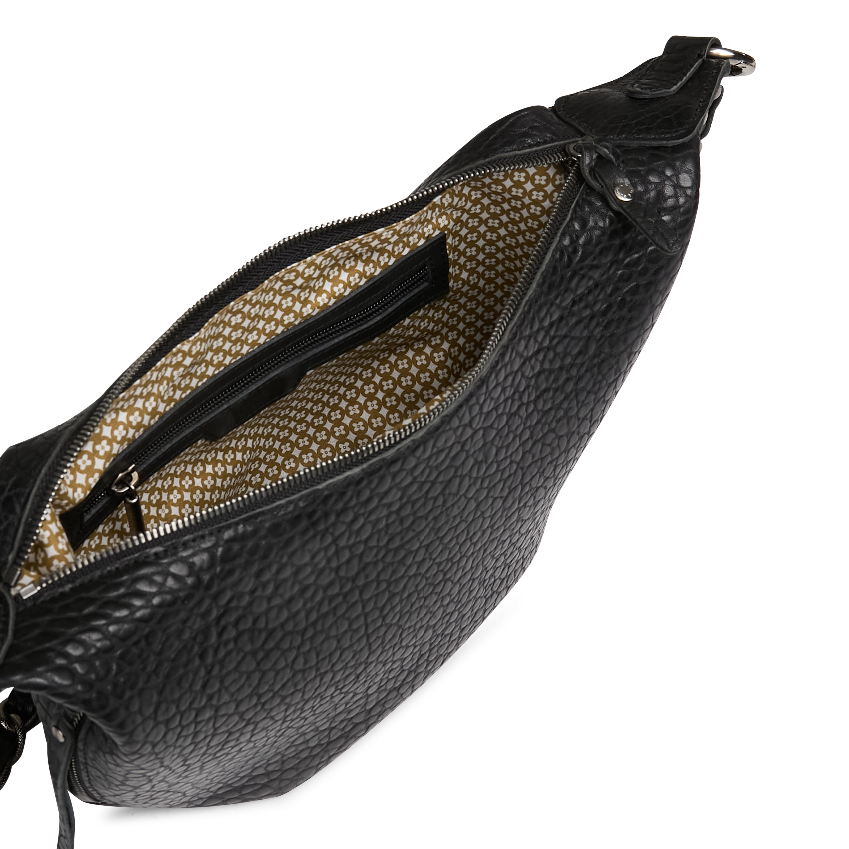 Halfronde leren tas MILA LOUISE Zwart