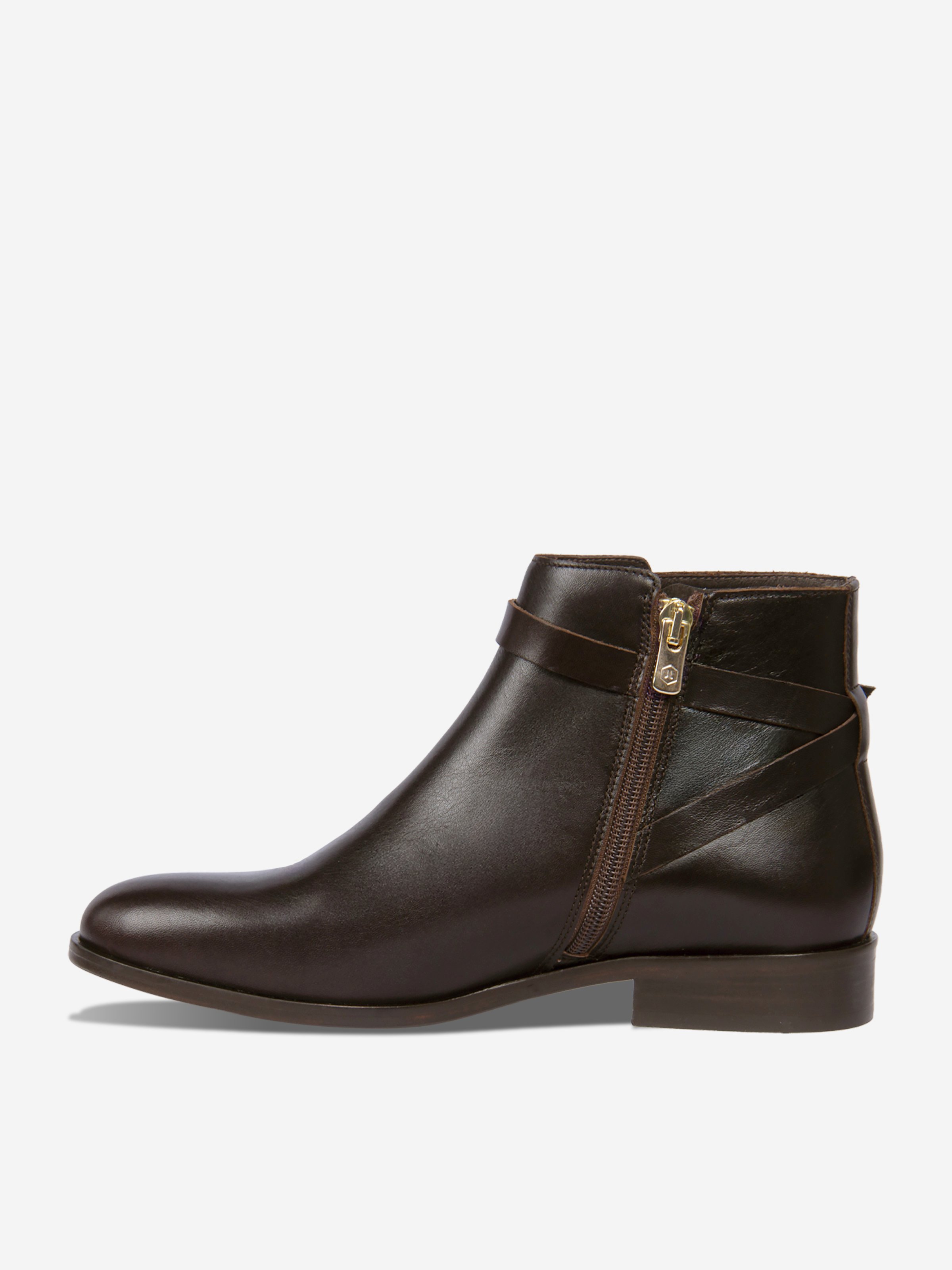 Flat leather riding Mid-calf boots JULES & JENN Brown
