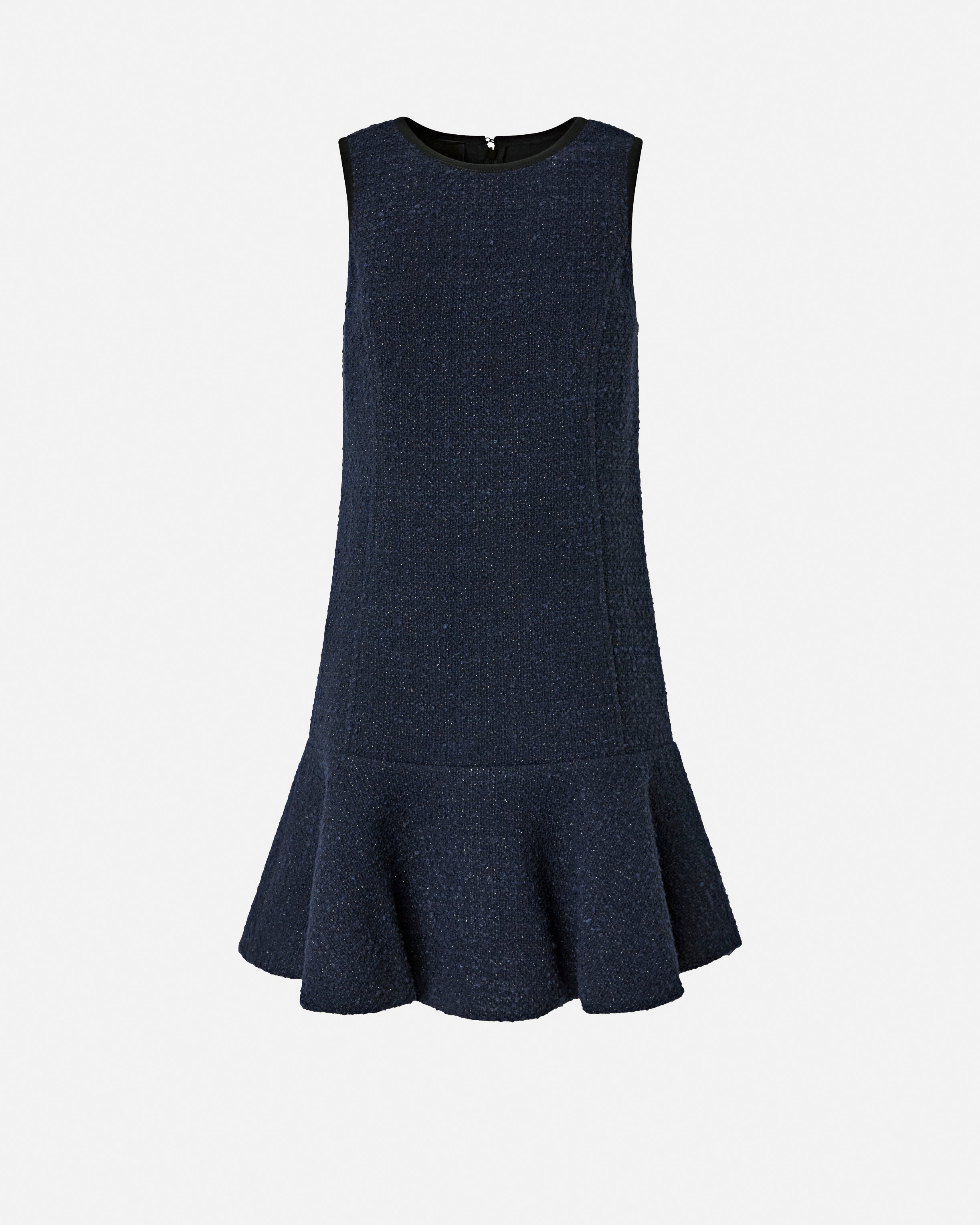 Flared sleeveless dress in tweed with patterns PINKO Blue