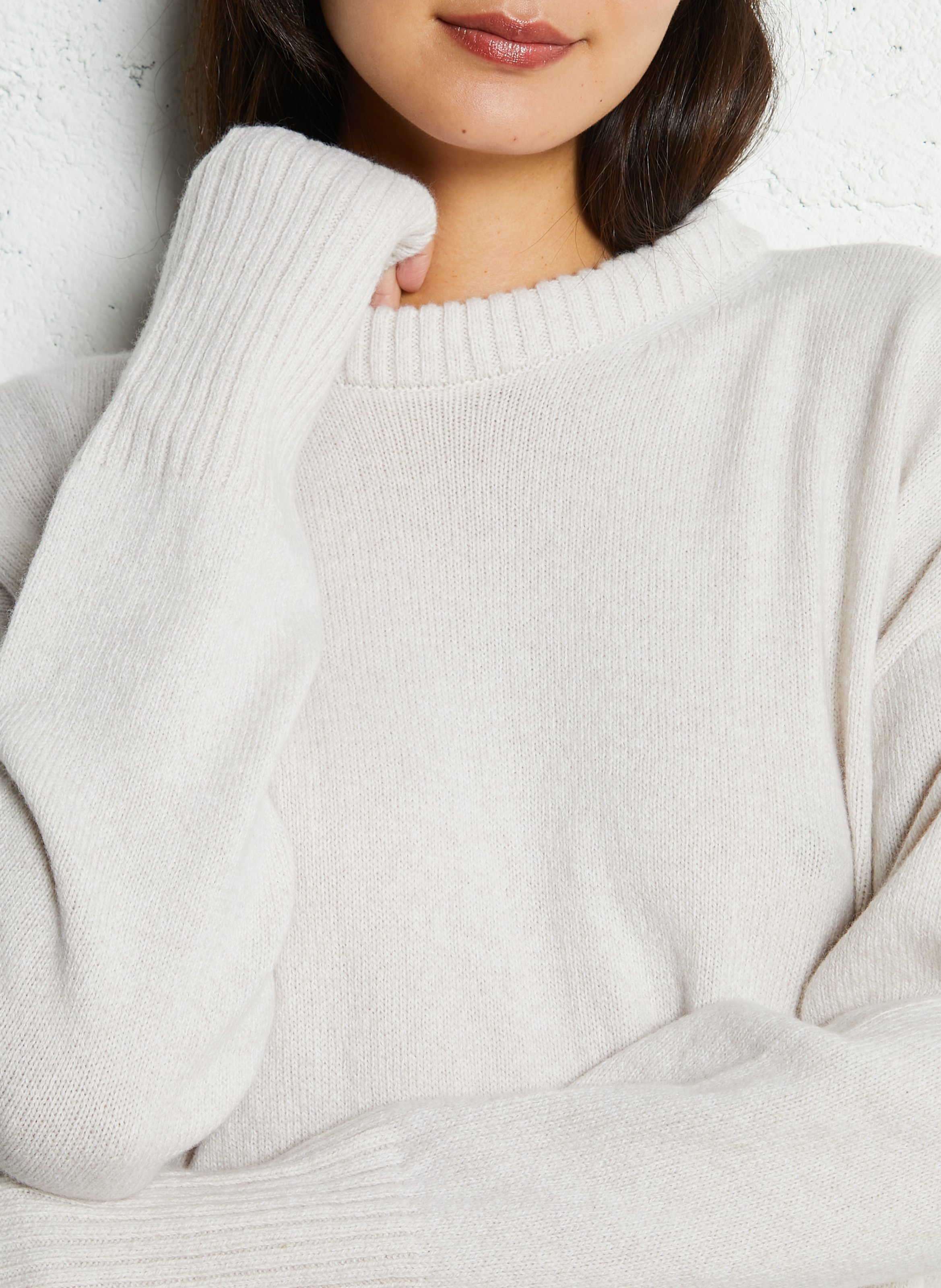 Pull oversize en laine et cachemire THE NEW SOCIETY Blanc