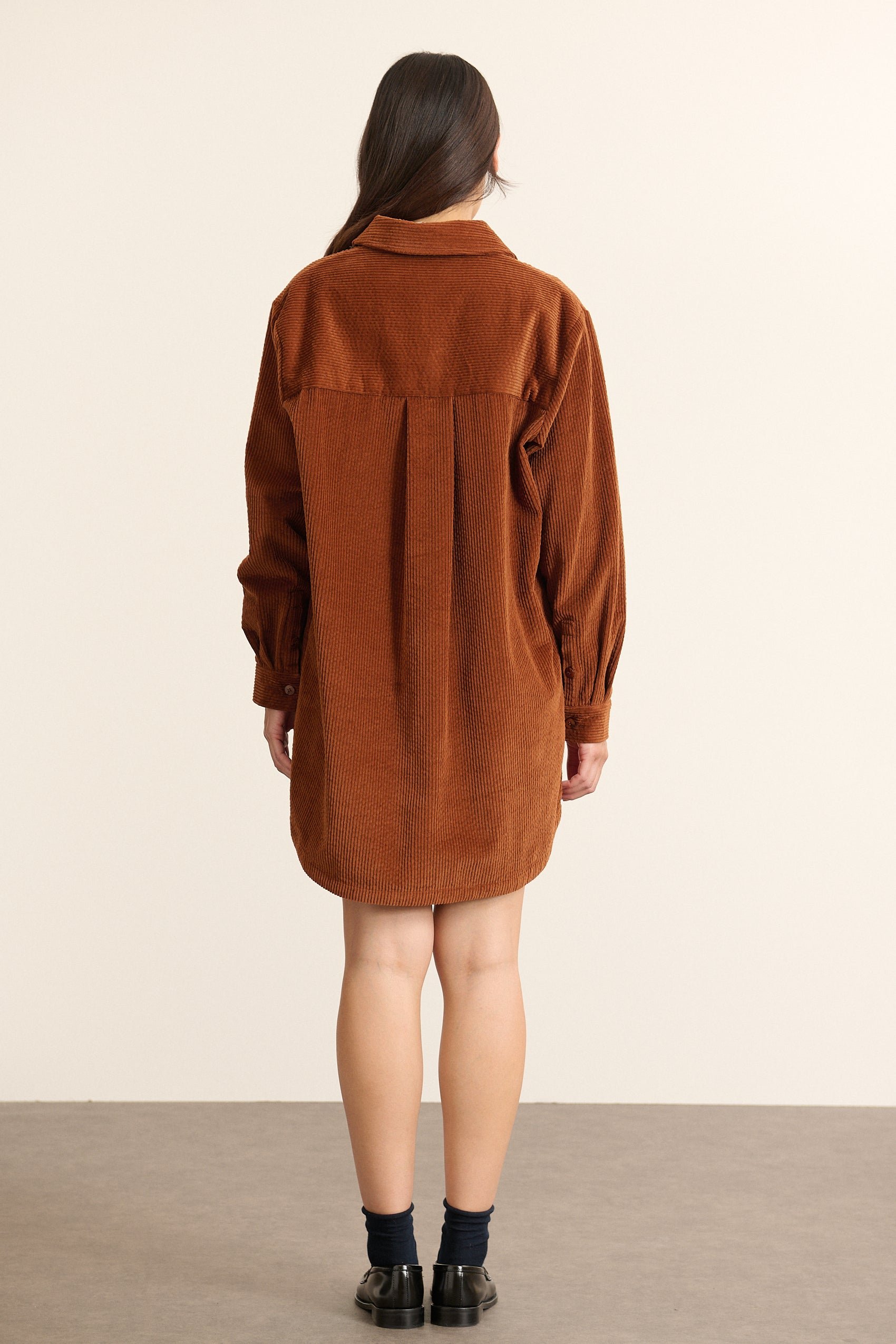 Short velour shirt dress GARANCE PARIS Brown