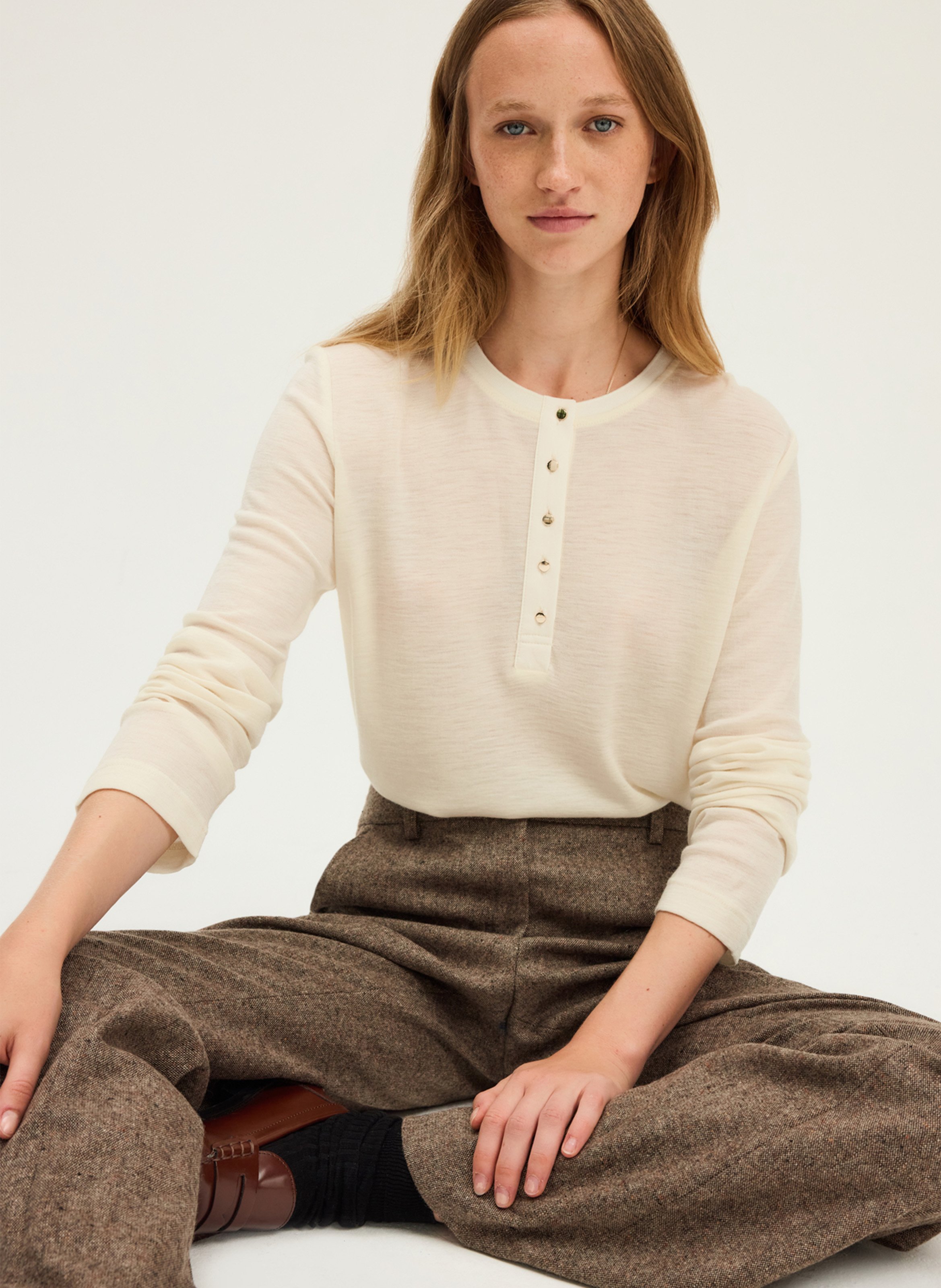 Abidjan wool round-neck sweater PABLO Beige