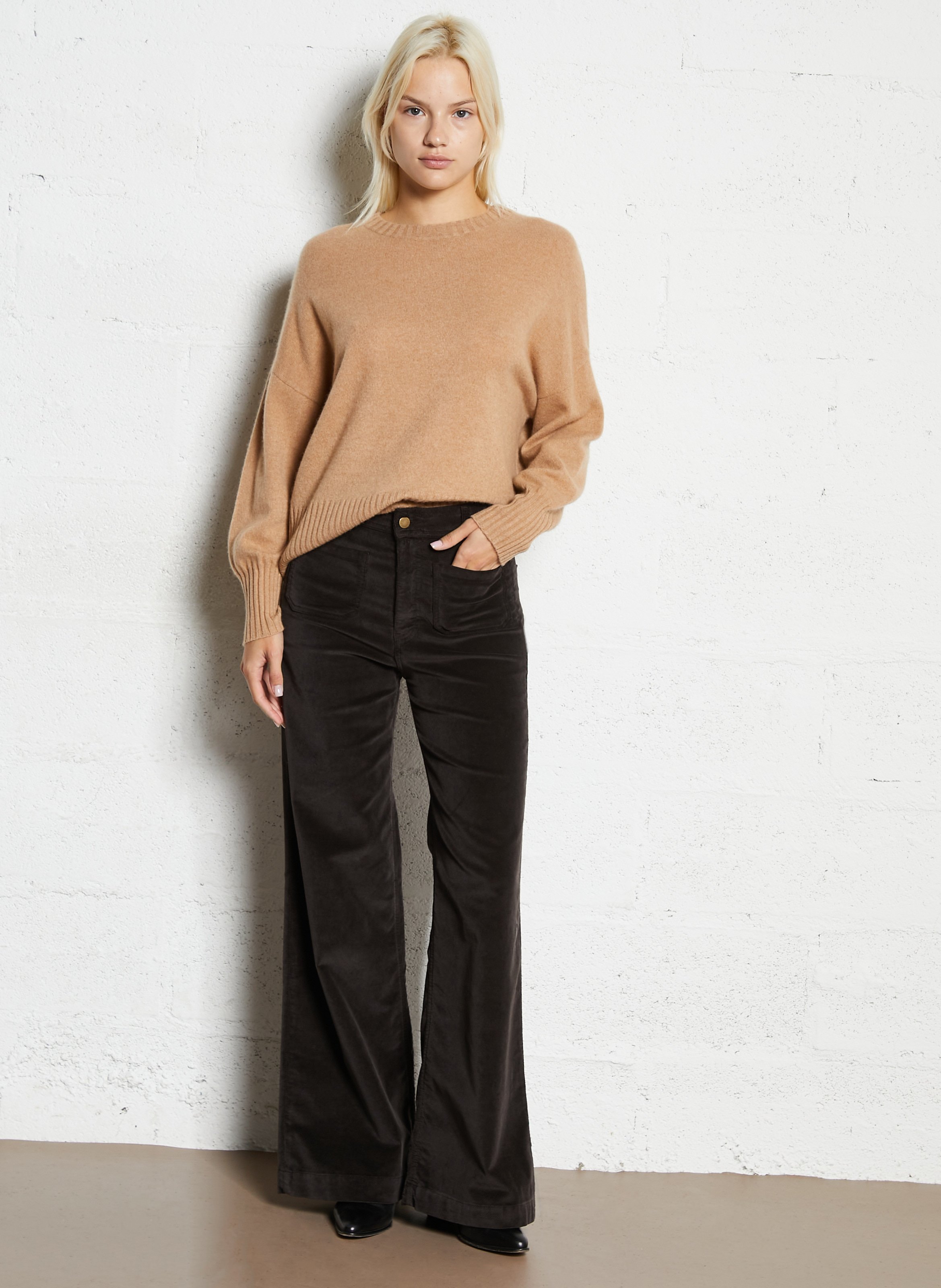 Pull oversize col rond en cachemire SUD EXPRESS Beige