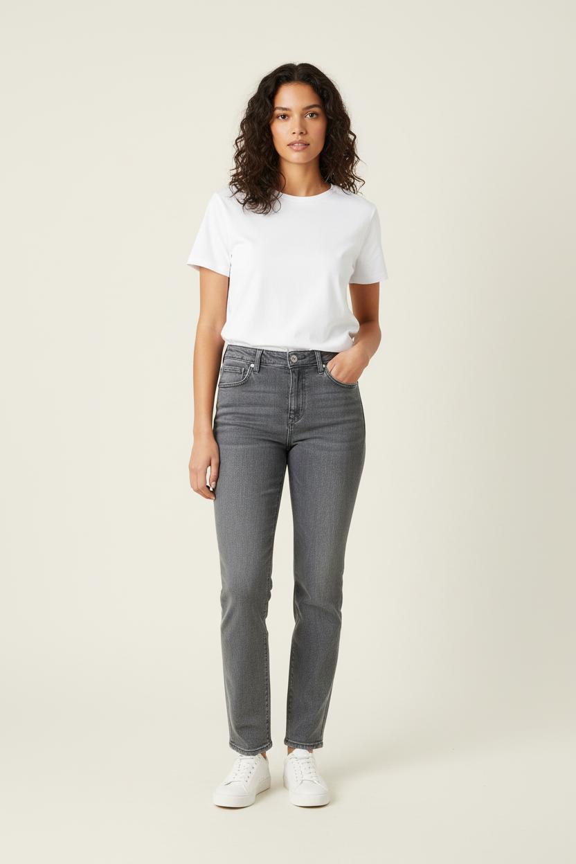 Cropped slim jeans with studs LEE - Seconde Main Grey