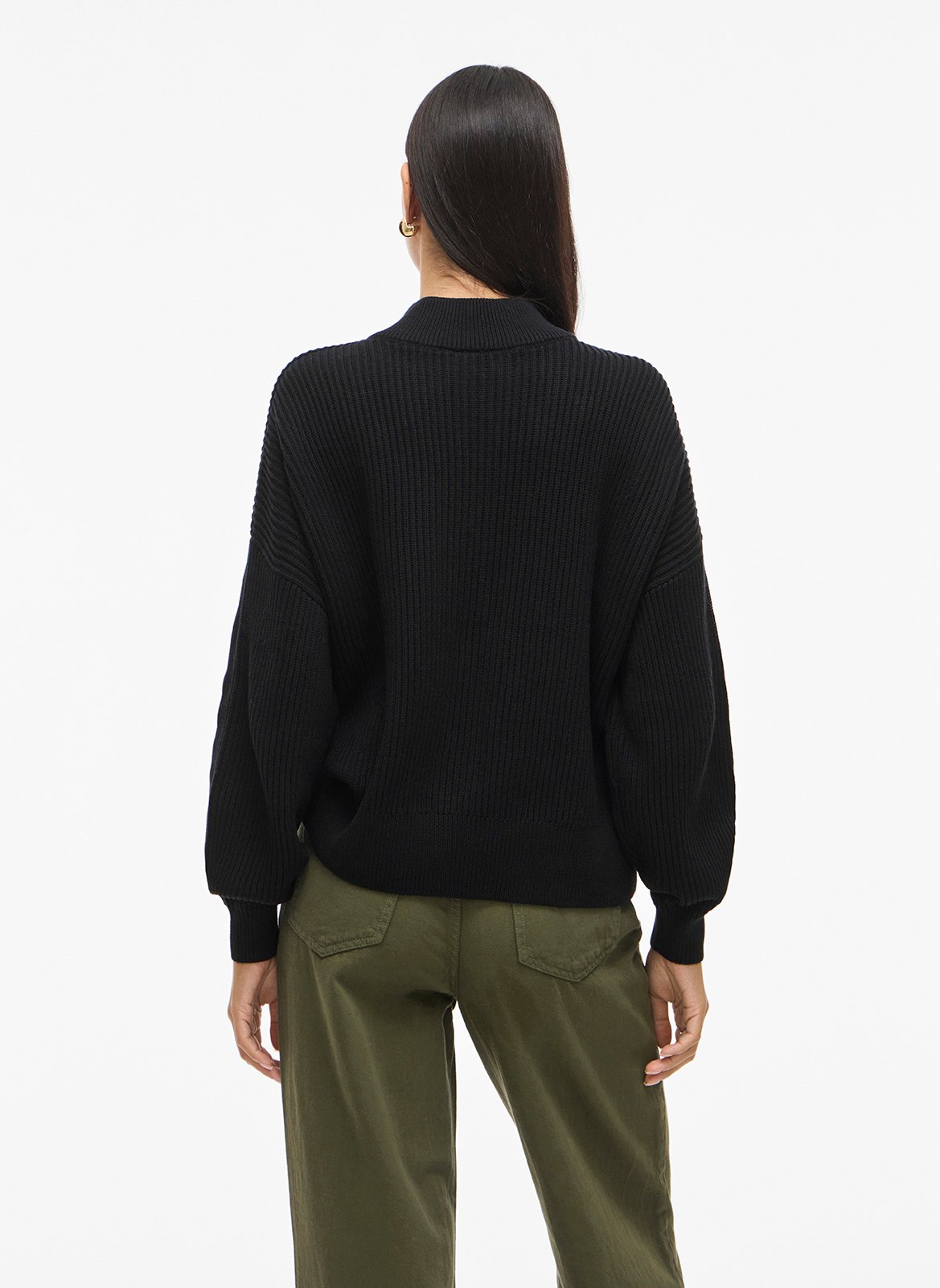 Pull col montant en coton bio VILA Noir
