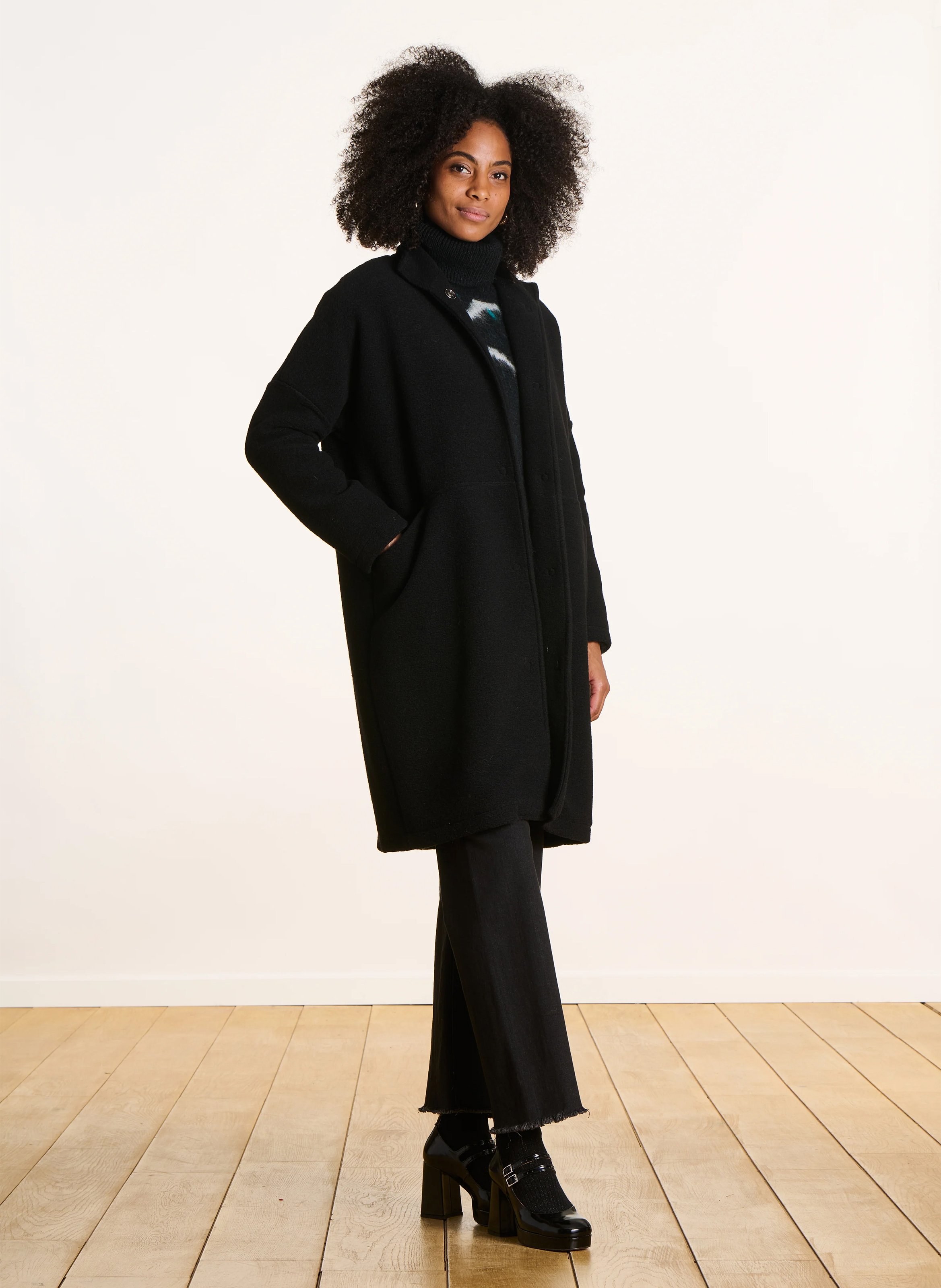 Manteau col montant  LA FEE MARABOUTEE Noir