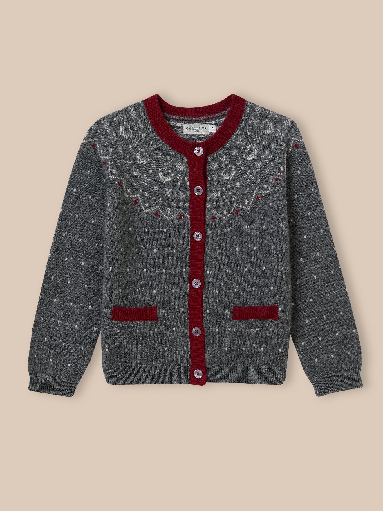 Wool jacquard cardigan CYRILLUS Grey