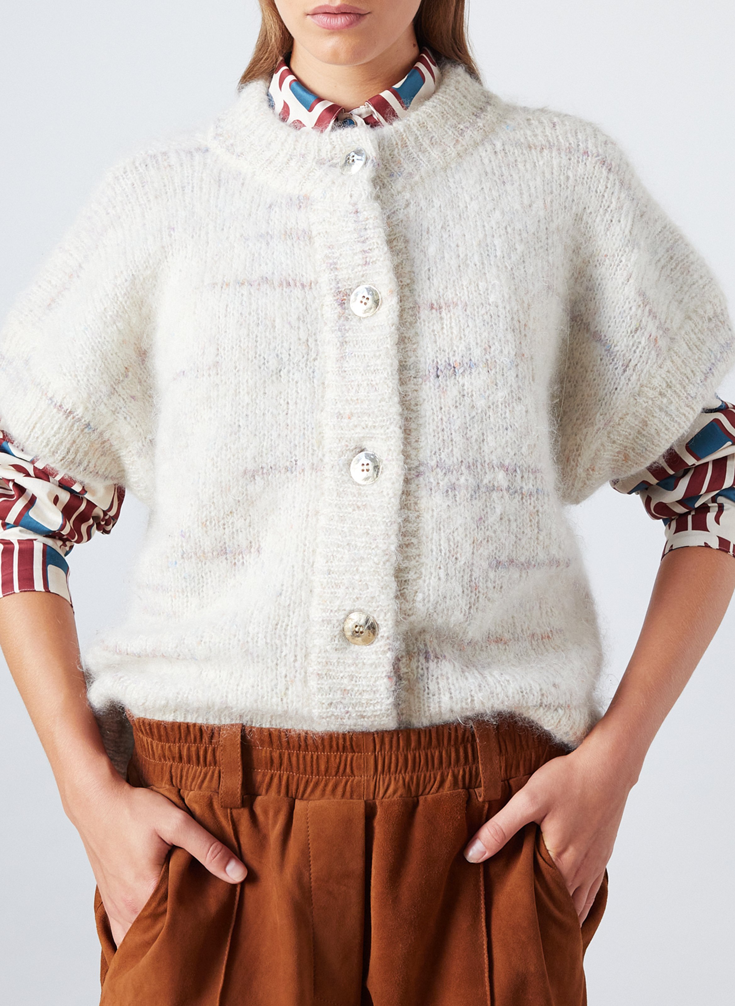 Gilet ample duveteux en laine mélangée THE LABEL EDITION Beige