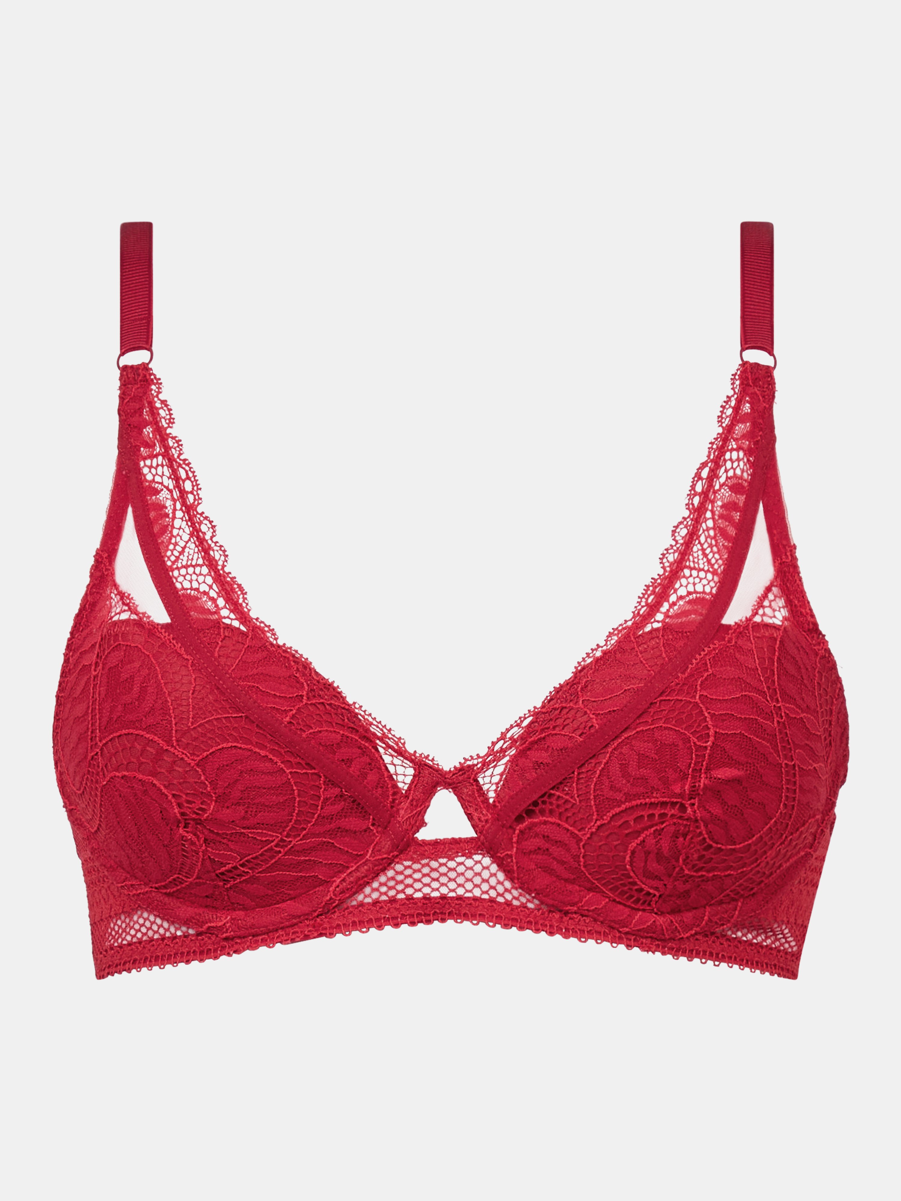 Plunge lace padded bra CHANTELLE PULP Red