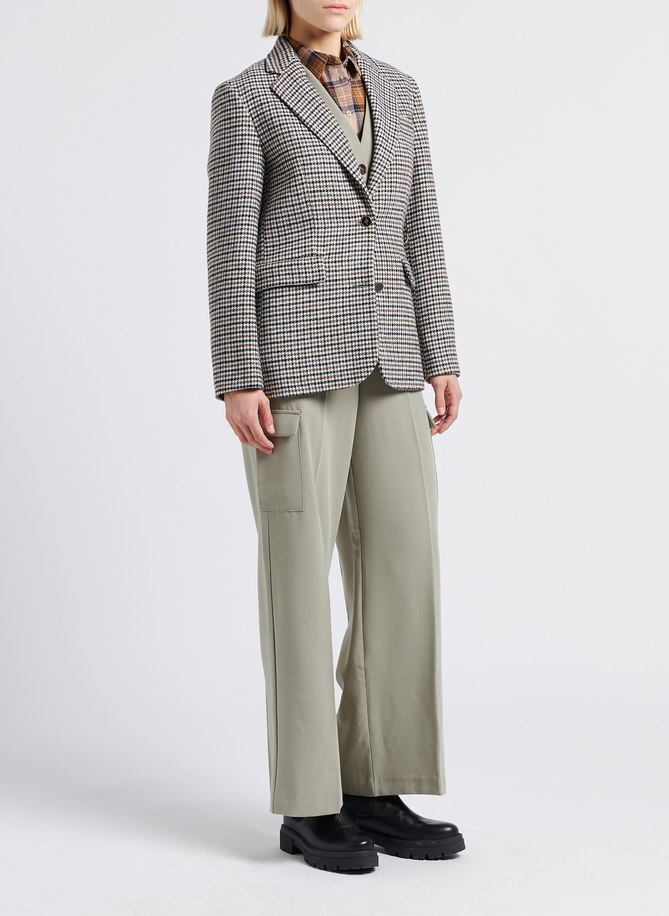 High-waisted flowing cargo pants GRACE ET MILA Green