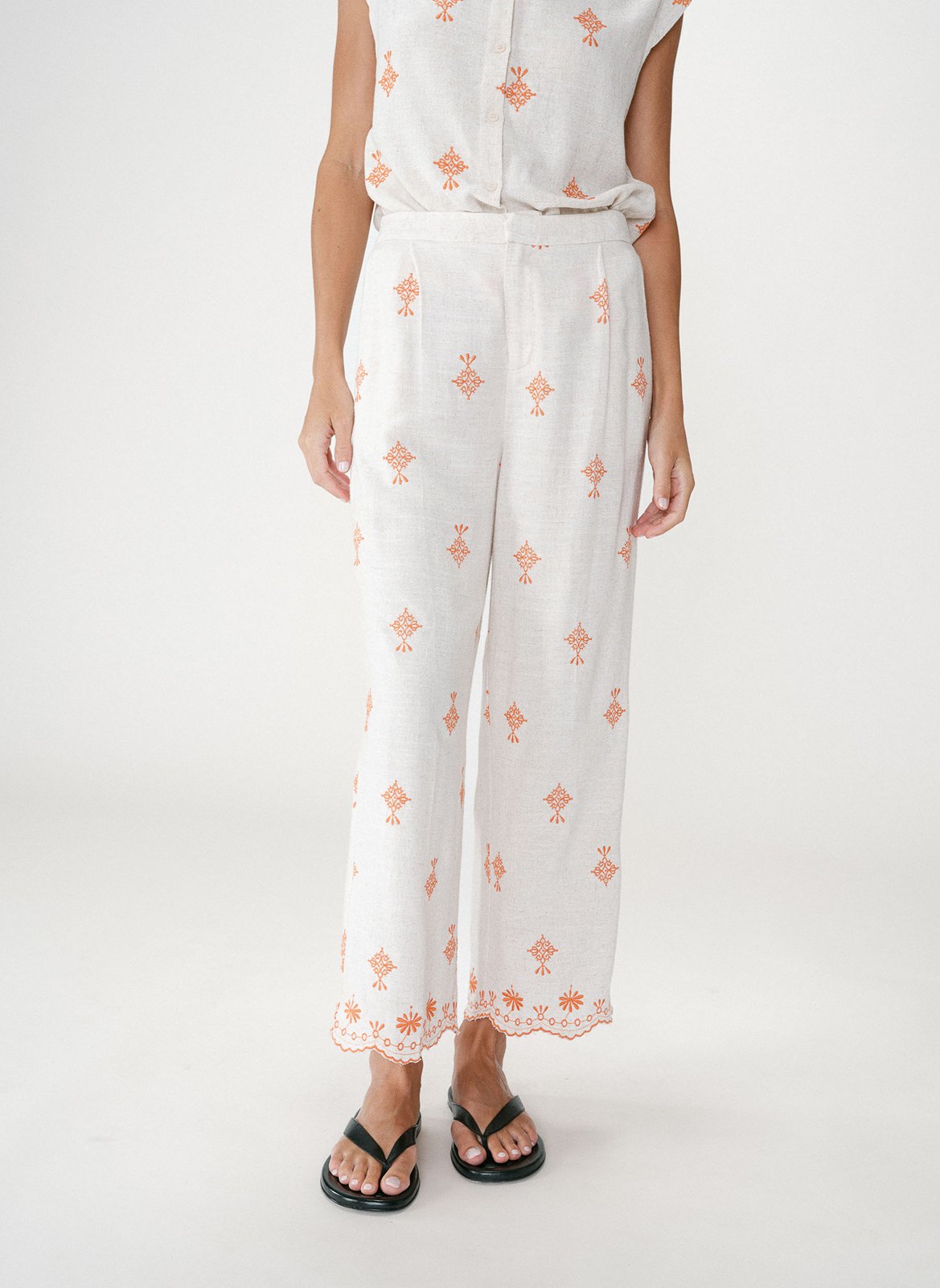 Pantalon droit brodé  GRACE ET MILA Orange