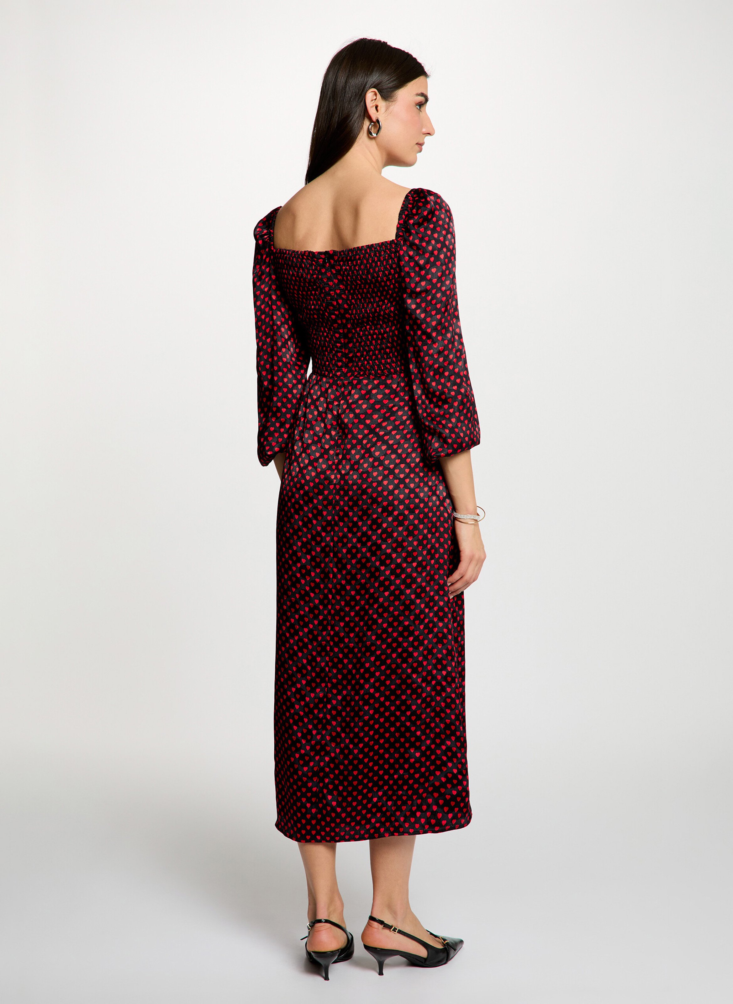 Mittellanges bedrucktes Satinkleid MORGAN Mehrfarbig