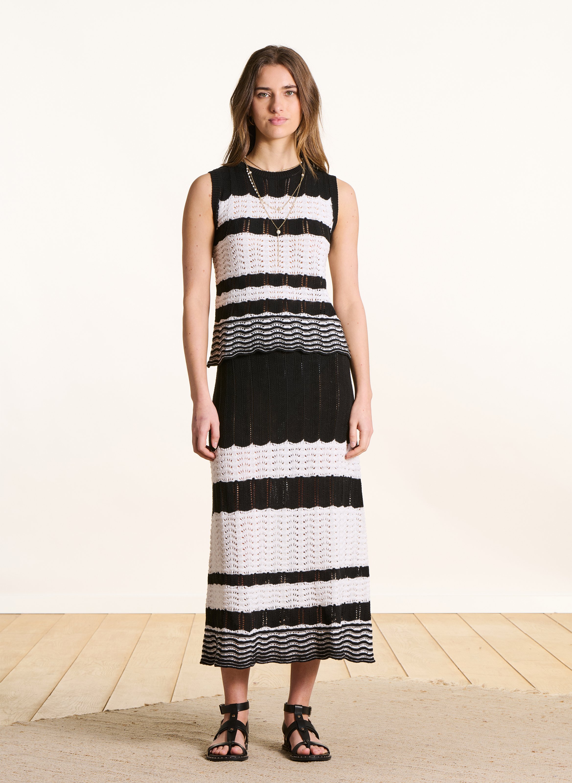 Jupe longue évasée en maille LA FEE MARABOUTEE Noir