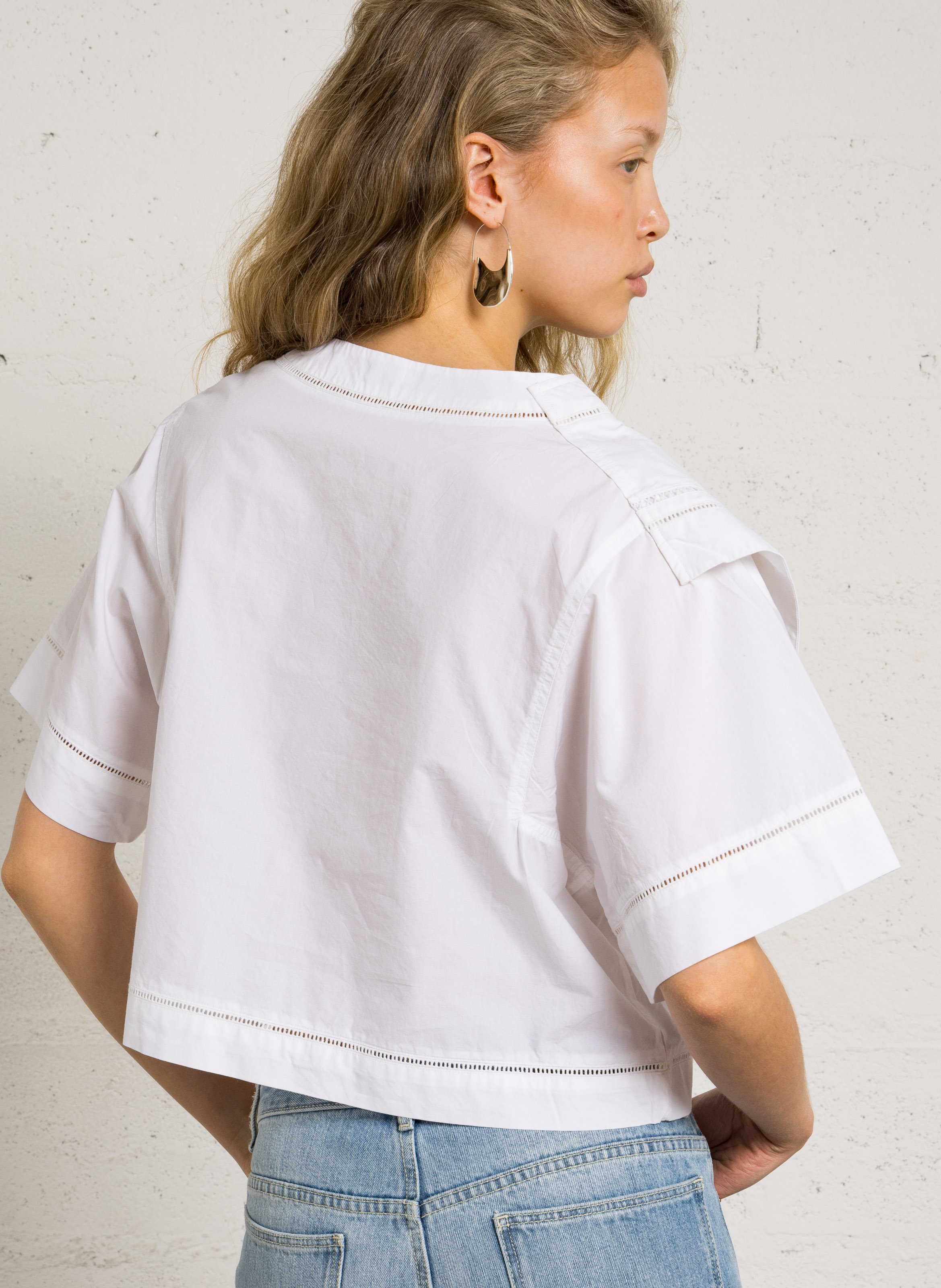 Top met ronde hals in katoen SOEUR Wit