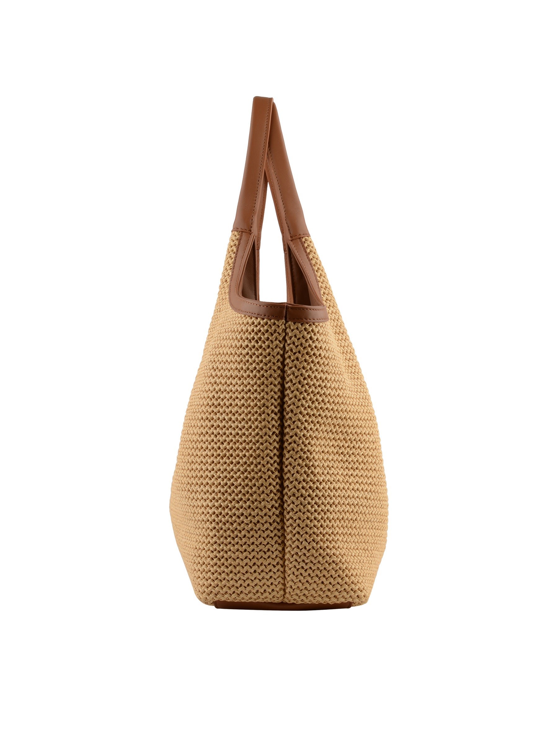 Straw shoulder bag trimmed with leather POURCHET Golden