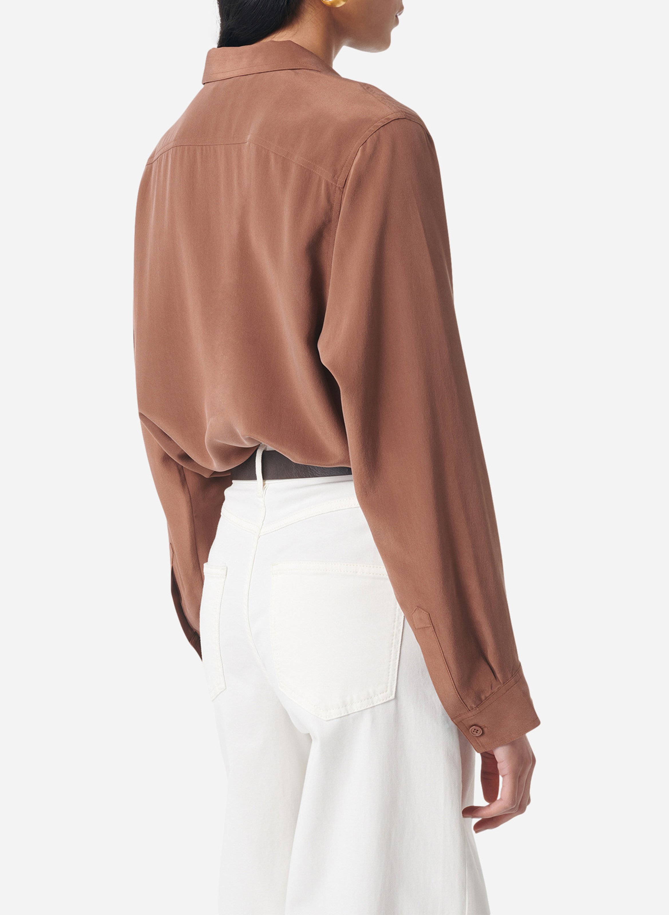 Chemise col classique en soie VANESSA BRUNO Marron