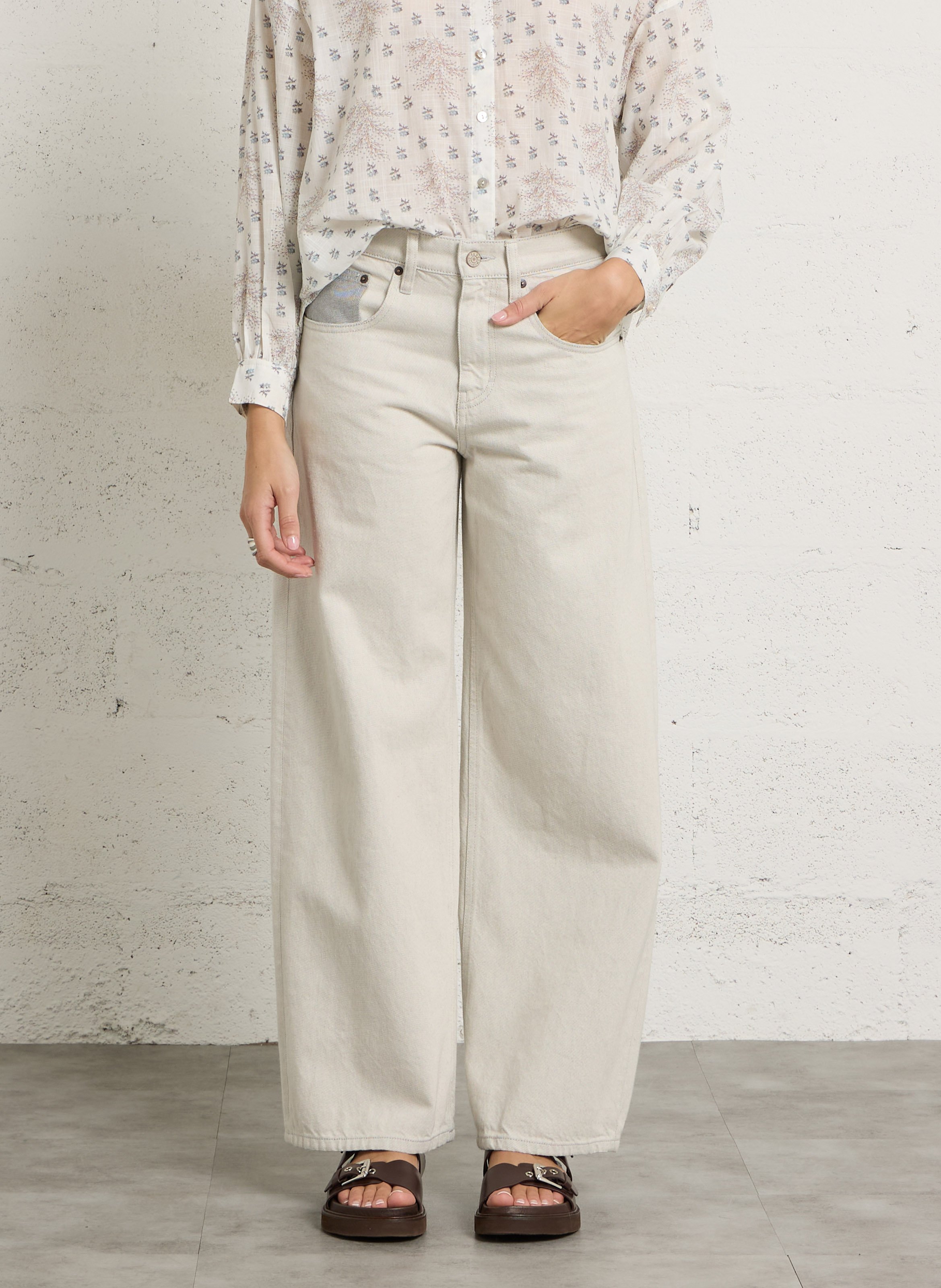 Jean large en coton LAB DIP Beige