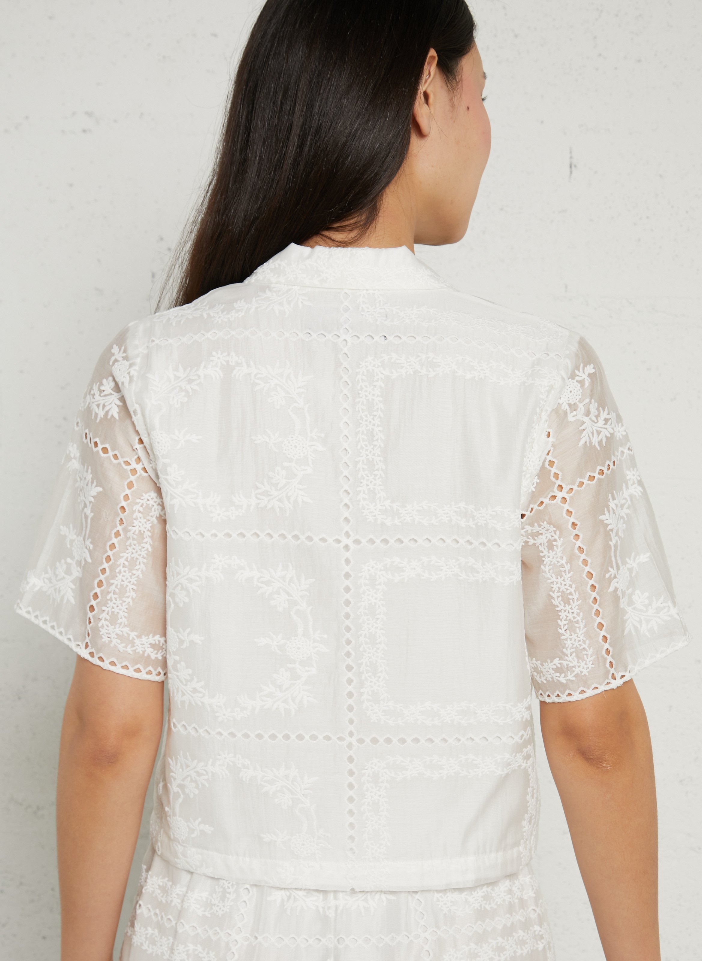 Oversized shirt with tailored collar and embroidery BERENICE White