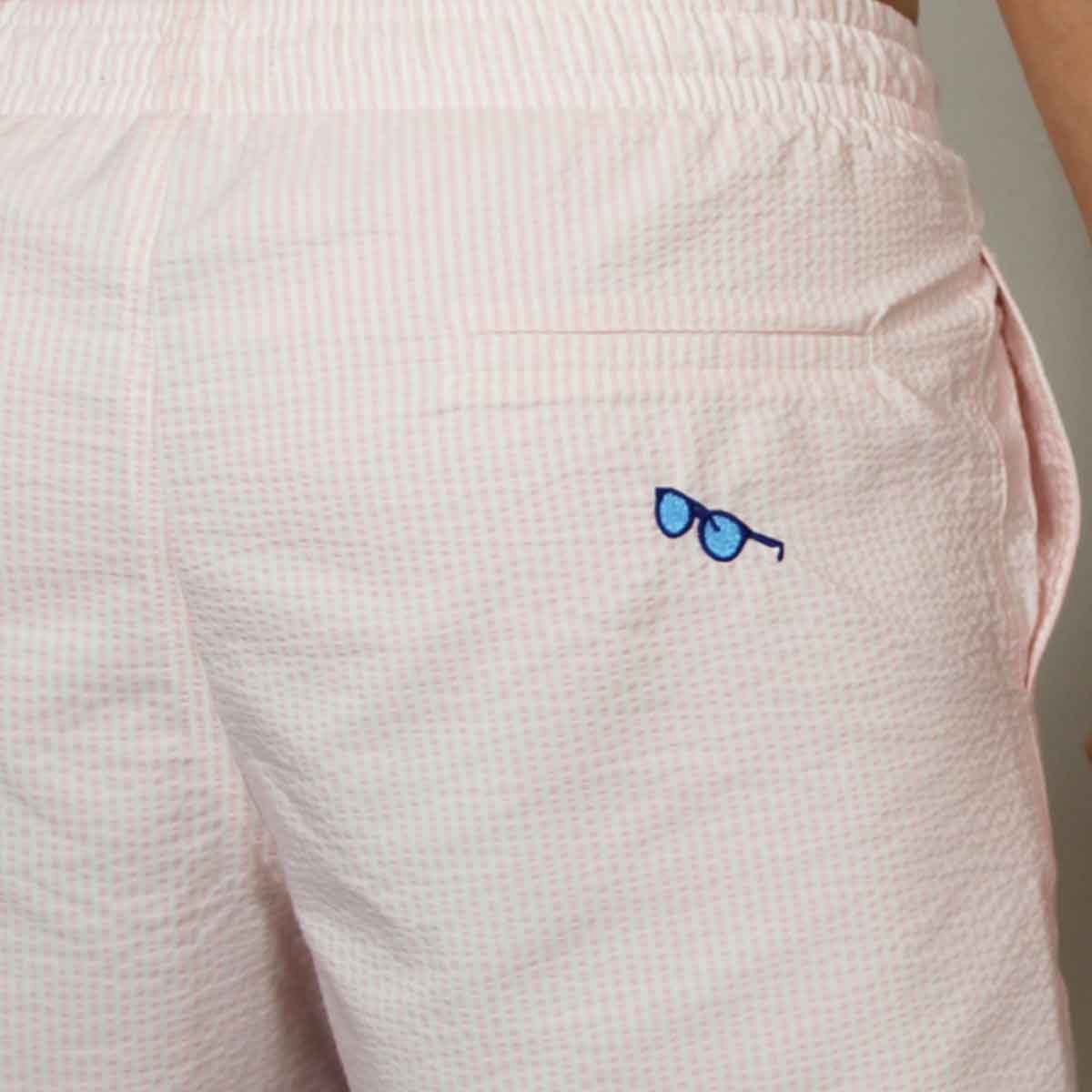 Swim shorts the solar seersucker VENDREDI SWIMWEAR Pink