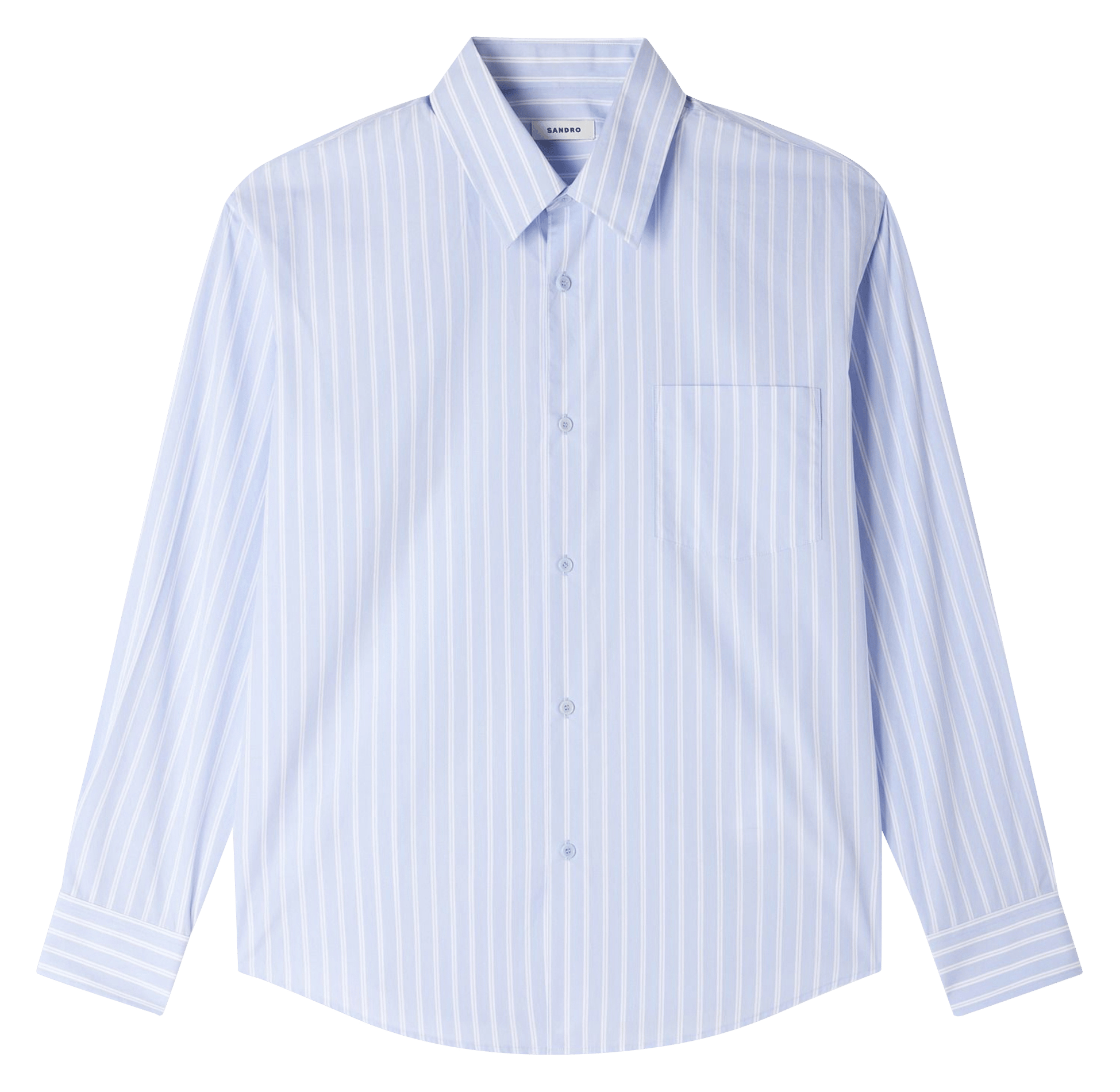 Chemise droite à rayures en coton SANDRO Bleu