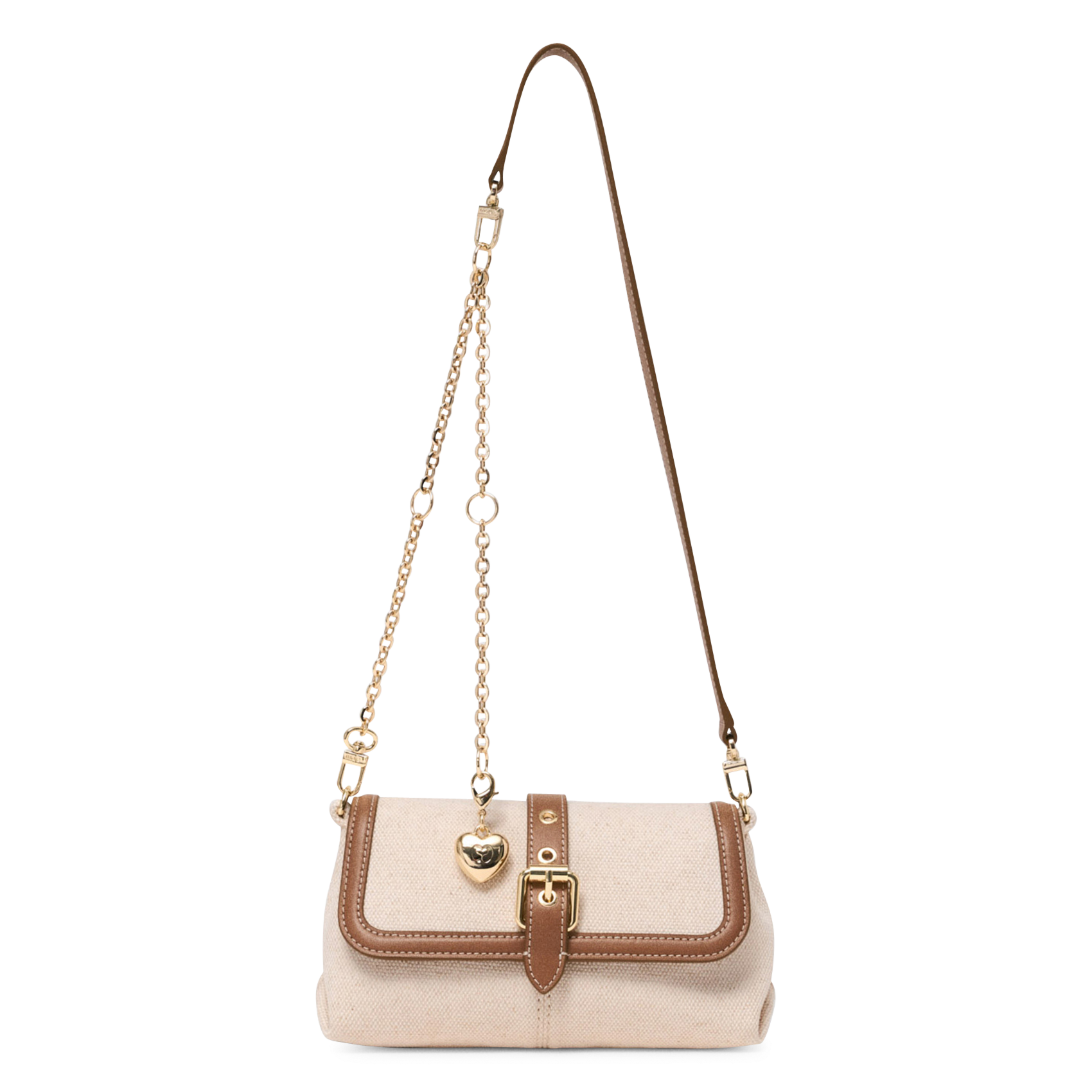 Sac bandoulière en coton et en lin MAJE Beige