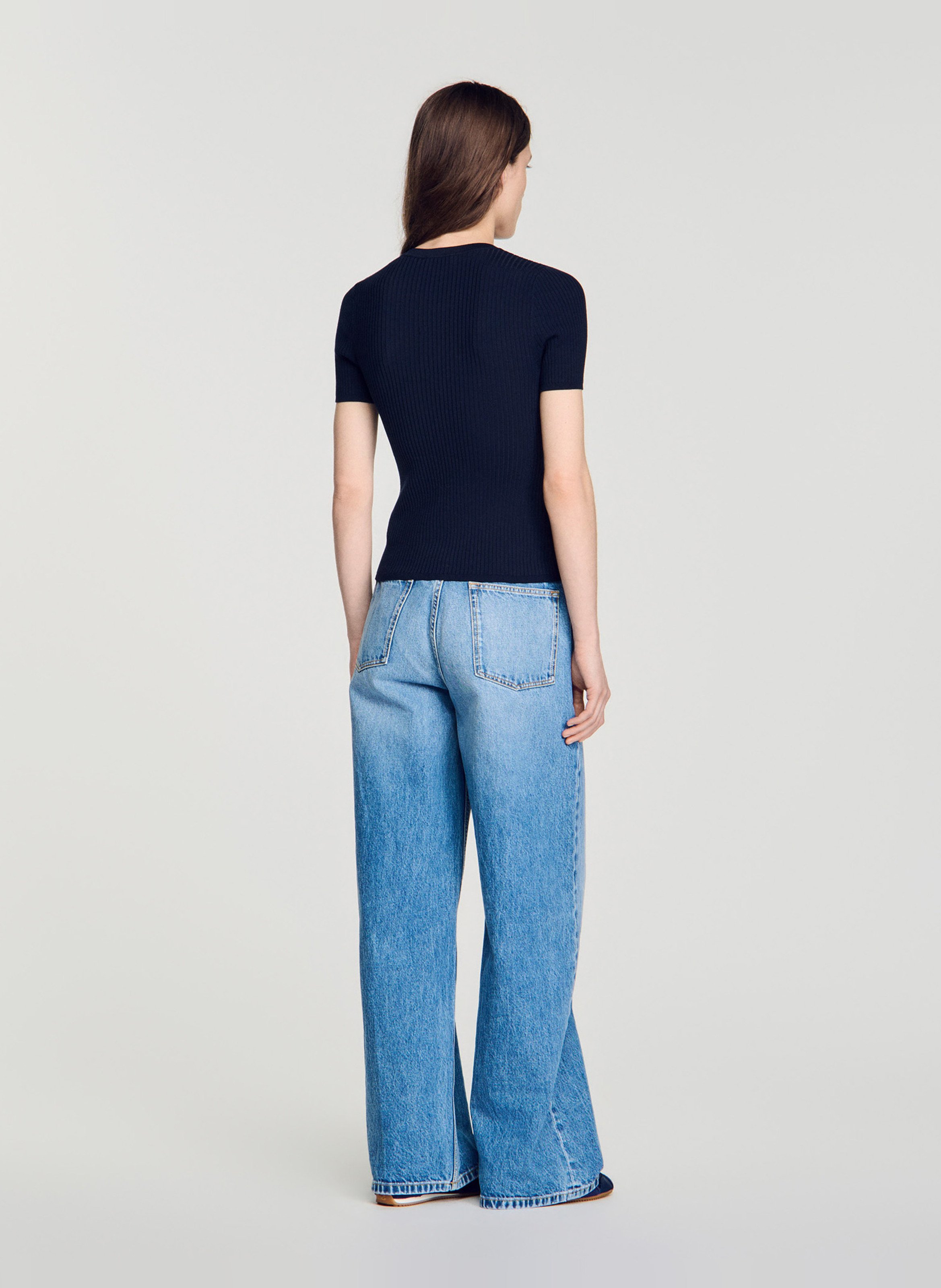 T-shirt met ronde hals SANDRO Blauw