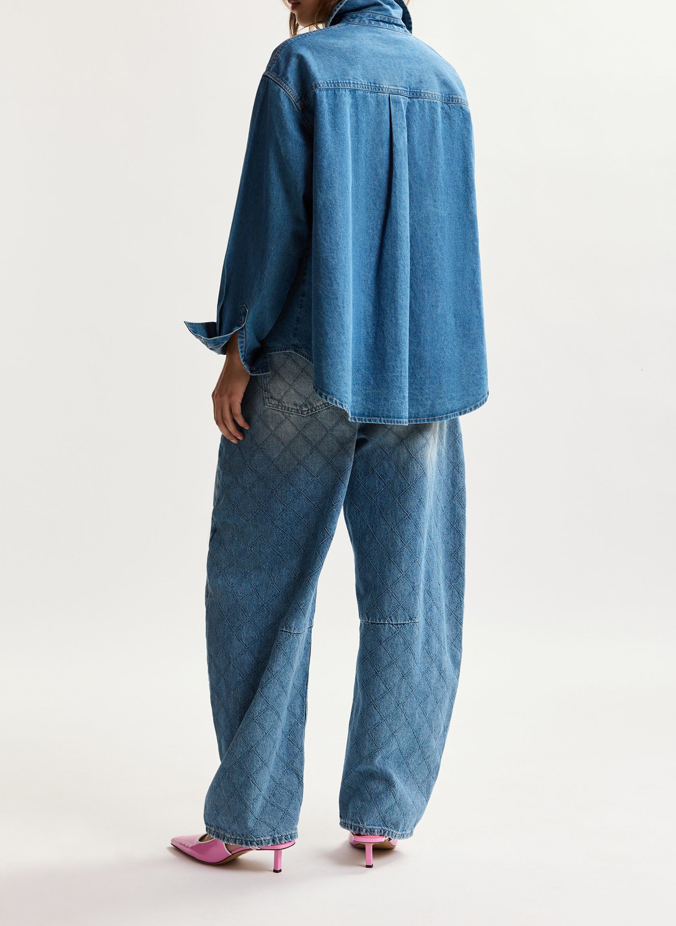 Oversize-Bluse aus Baumwolle mit klassischem Kragen ESSENTIEL ANTWERP Blau