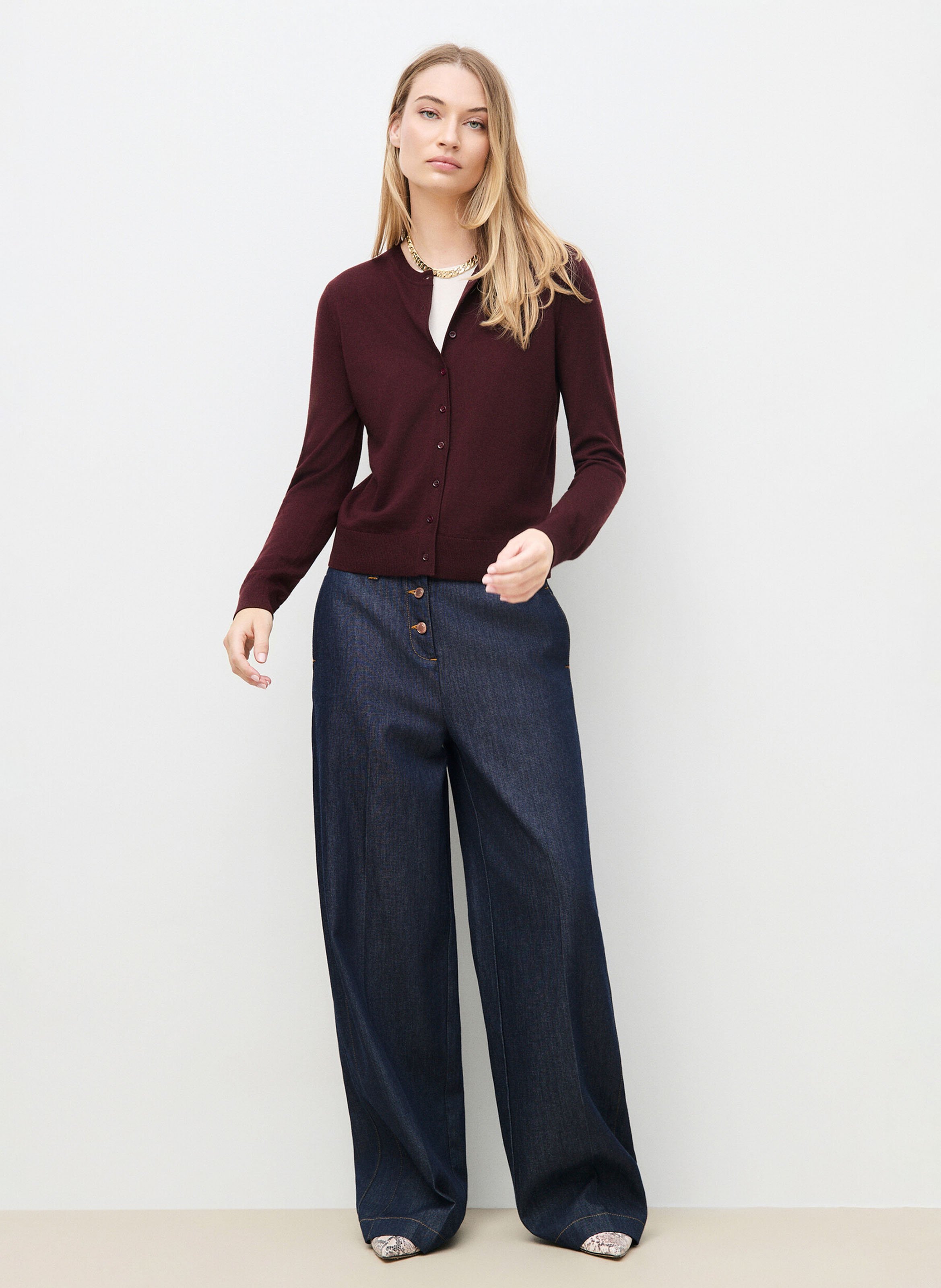 Gilet ajusté en laine mélangée CAROLL Prune