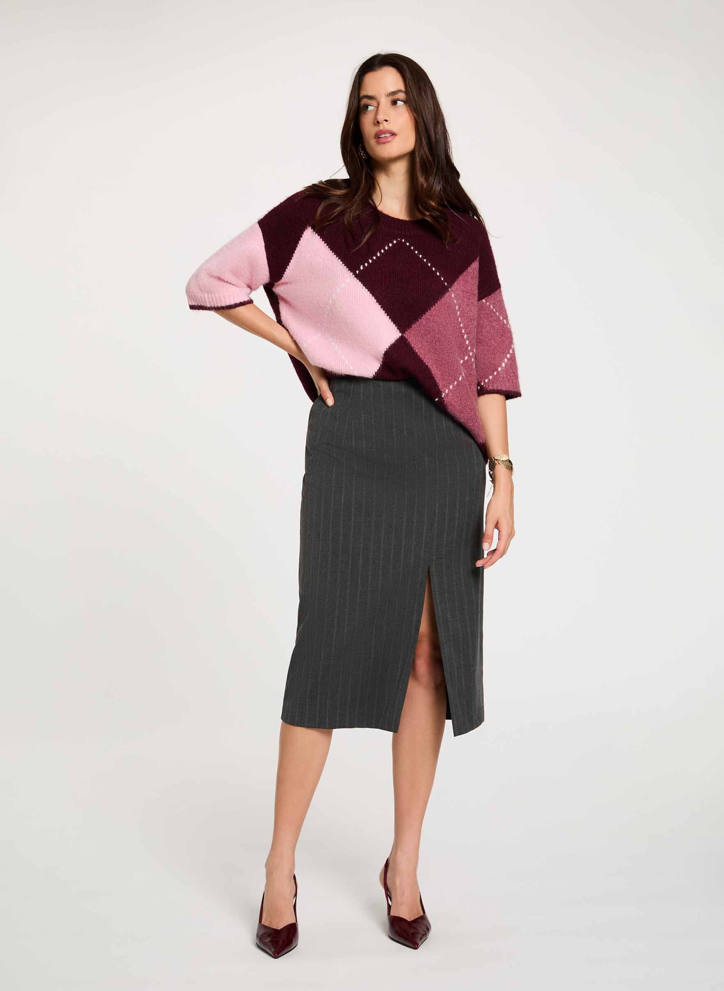 Round-neck sweater MORGAN Plums