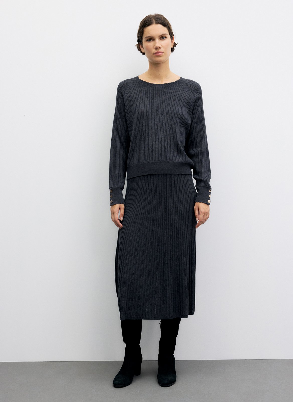 Pull droit col rond en laine mélangée GERARD DAREL Gris