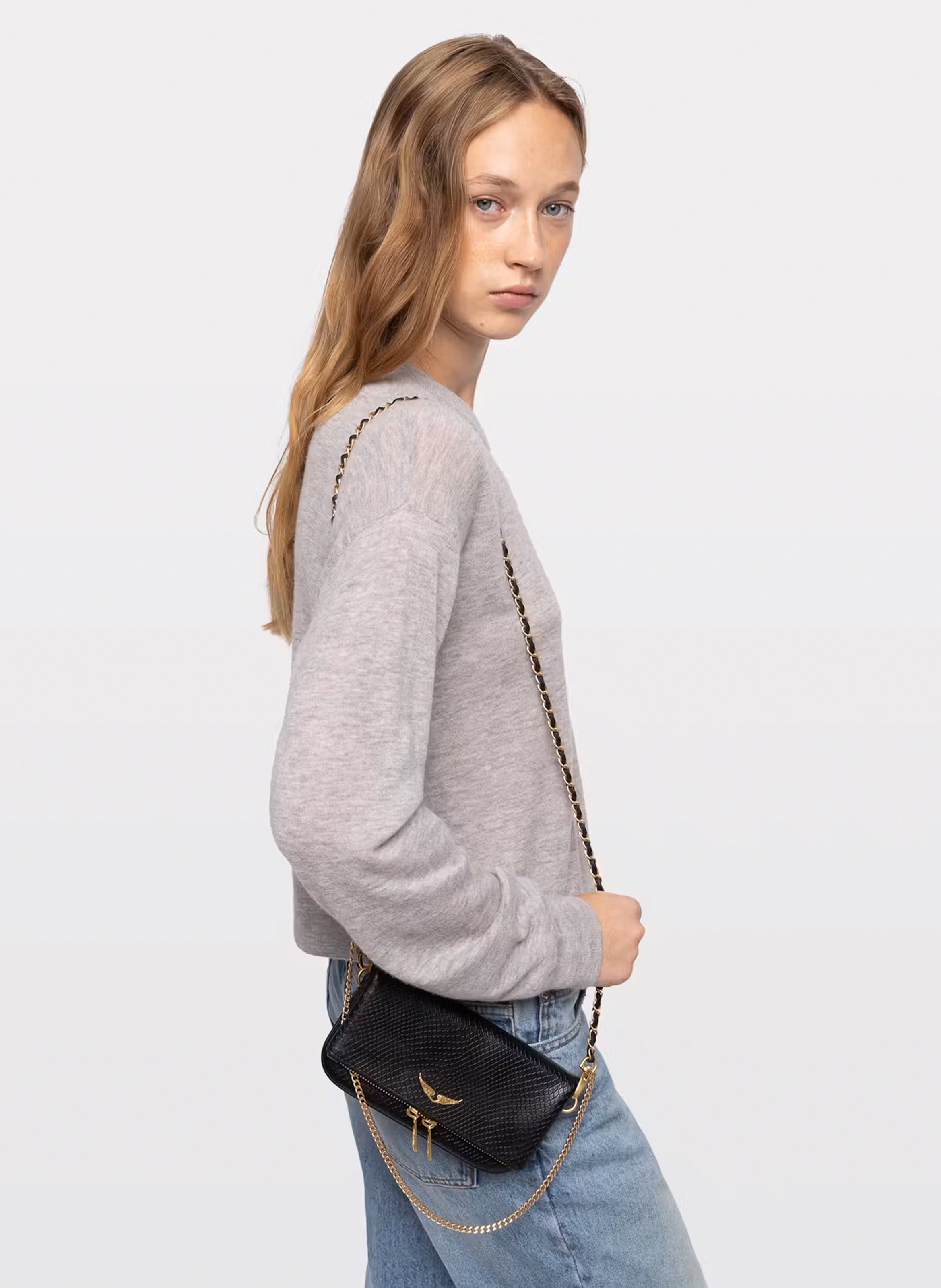 Sac bandoulière effet python en cuir ZADIG&VOLTAIRE Noir