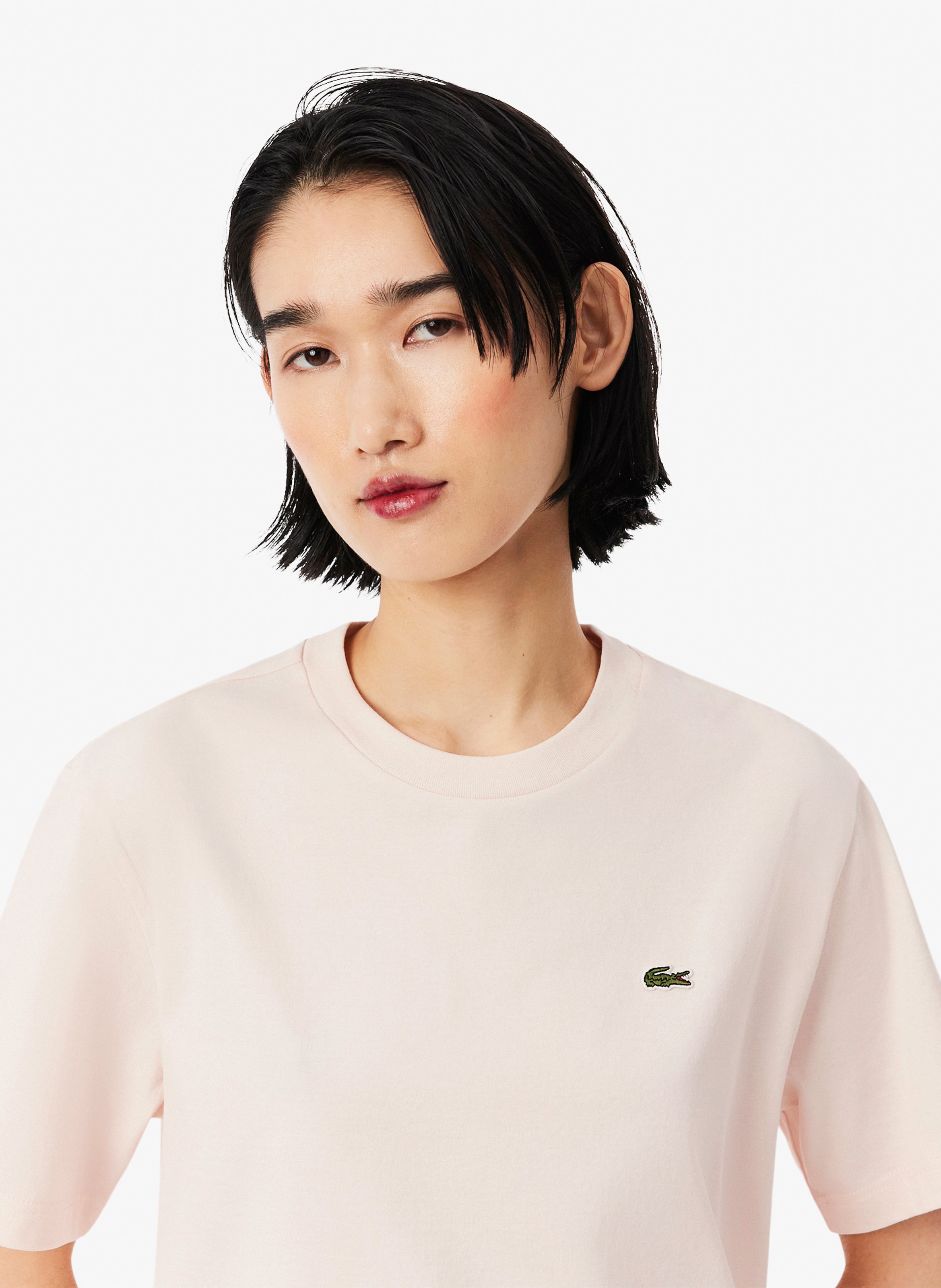 Tee-shirt manches courtes en coton LACOSTE Rose