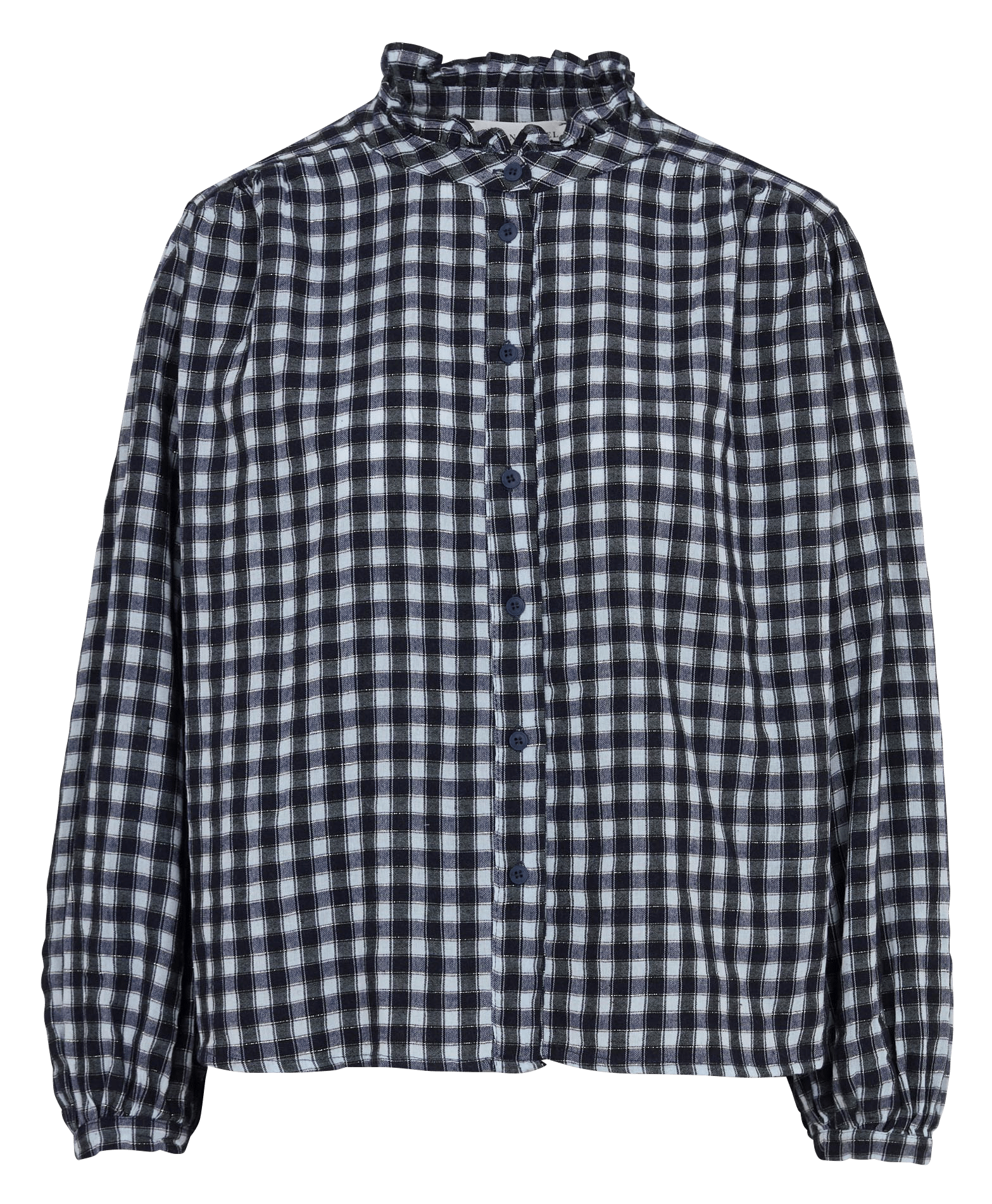 Chemise col à volants en coton mélangé MAISON HOTEL Bleu