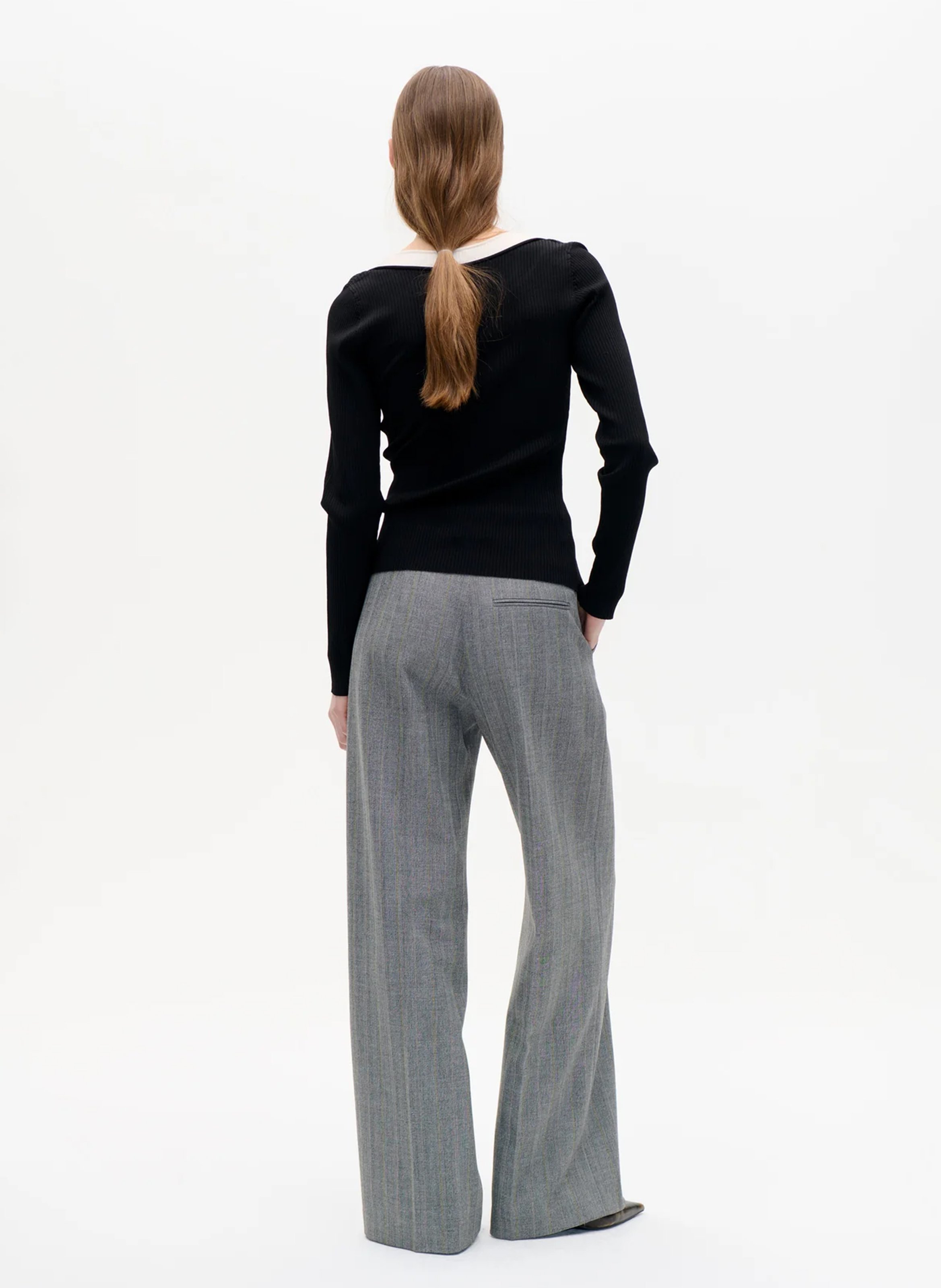 Pantalon tailleur droit rayé BAUM UND PFERDGARTEN Gris