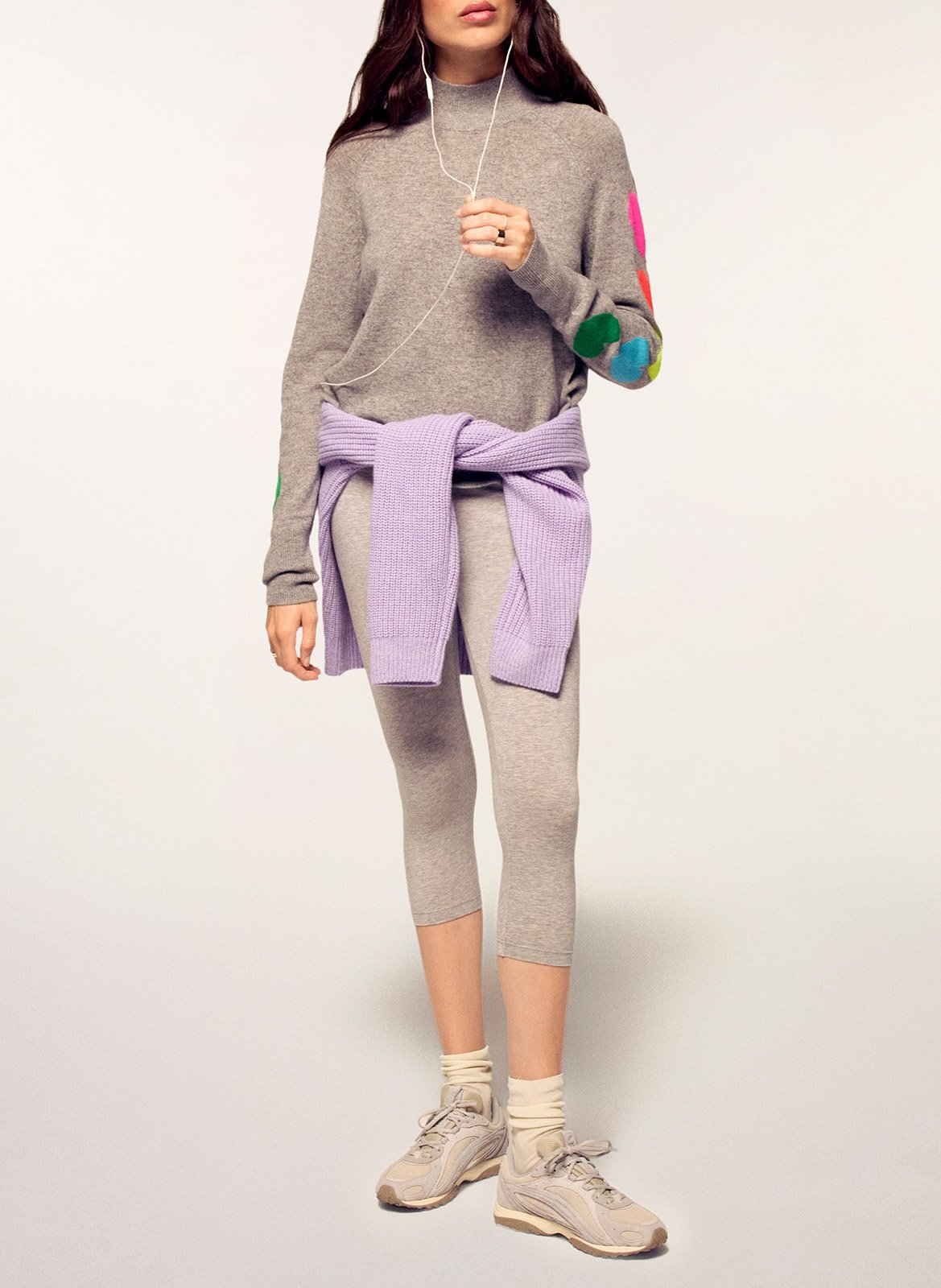Pull à motifs cœurs en cachemire FROM FUTURE Gris