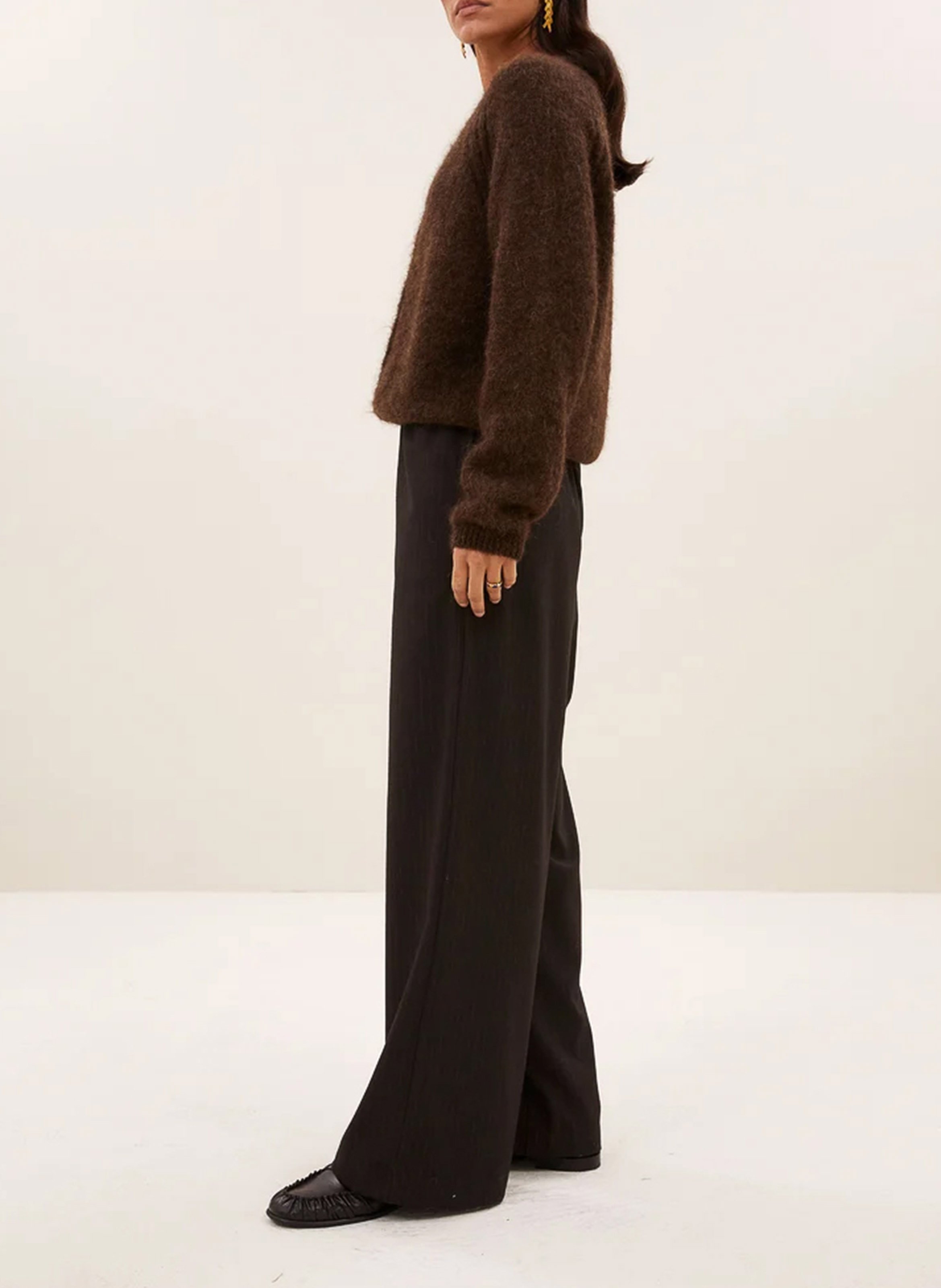 Gilet oversize en laine mélangée BY BAR Marron