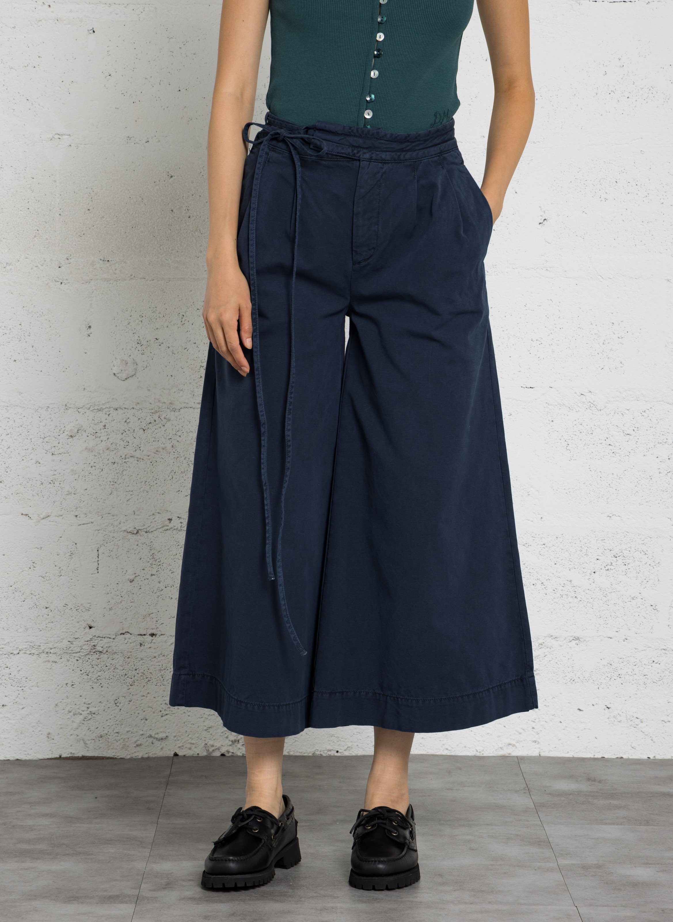 Pantalon culotte large en coton bio DAMSON MADDER Bleu